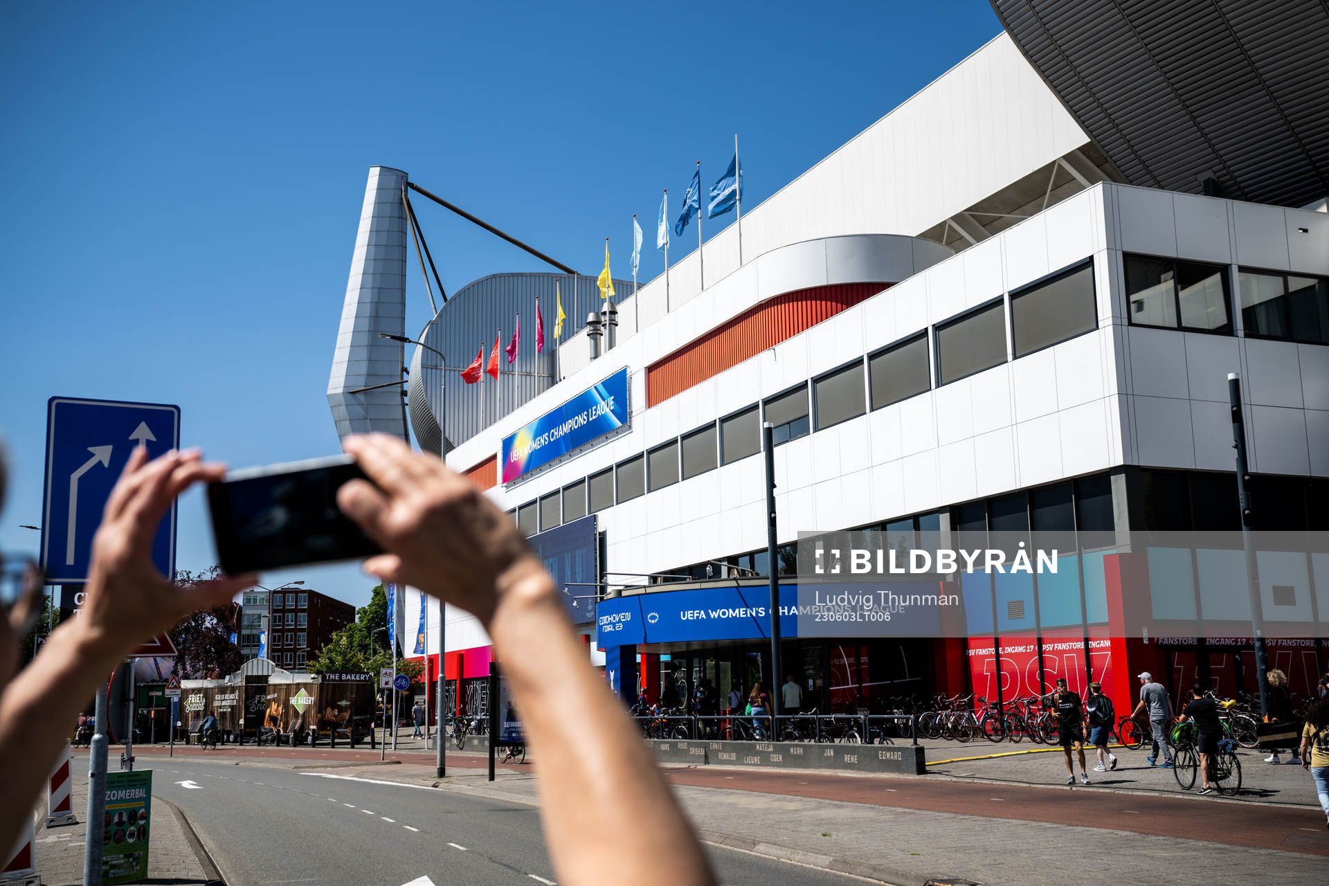 Fan photographing the PSV Stadion