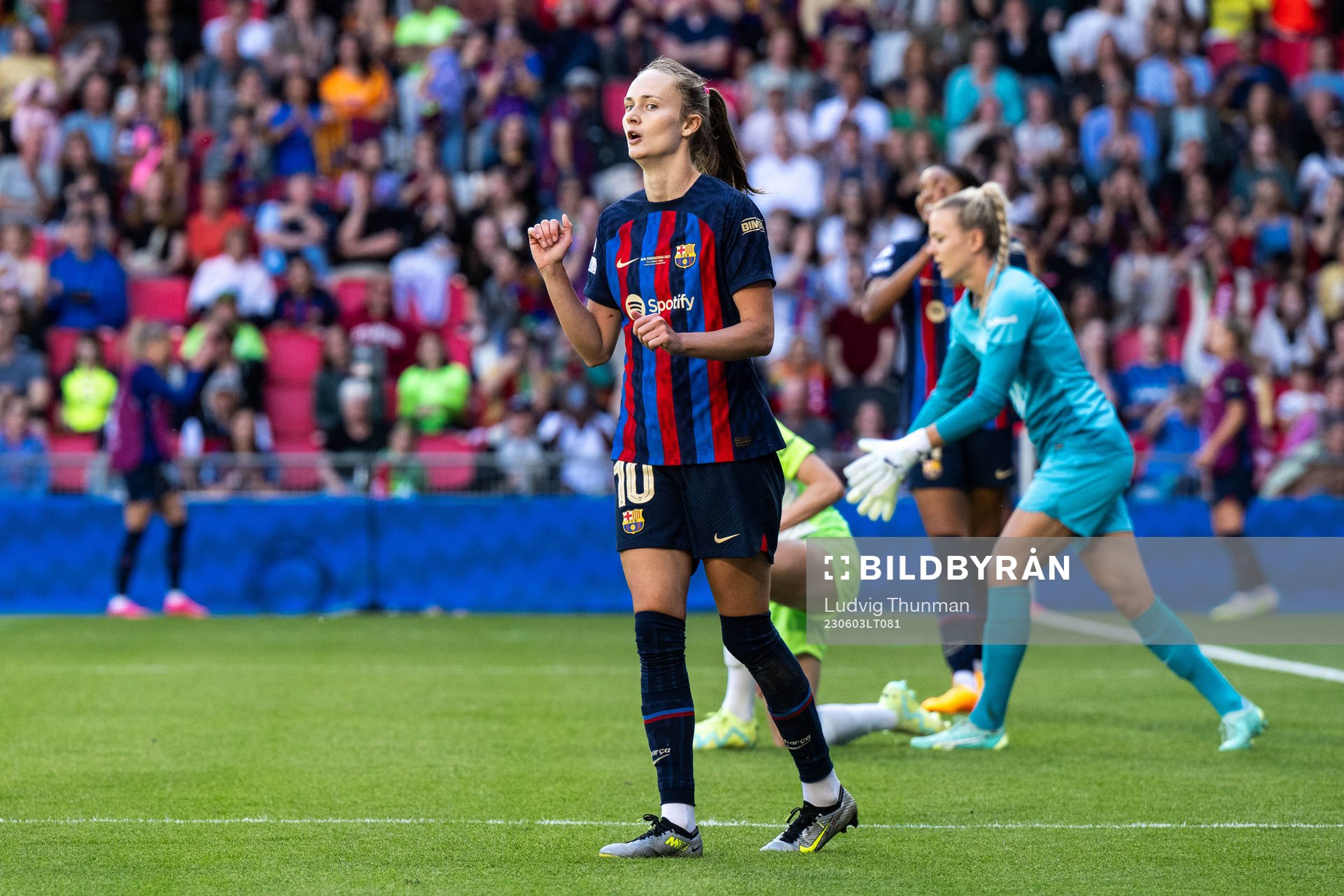Caroline Graham Hansen of Barcelona looks dejected