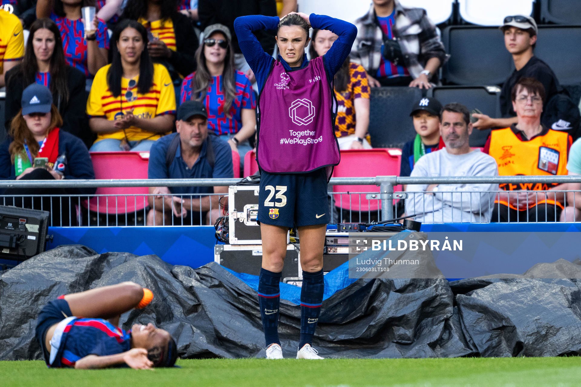 Ingrid Syrstad Engen of Barcelona reacts