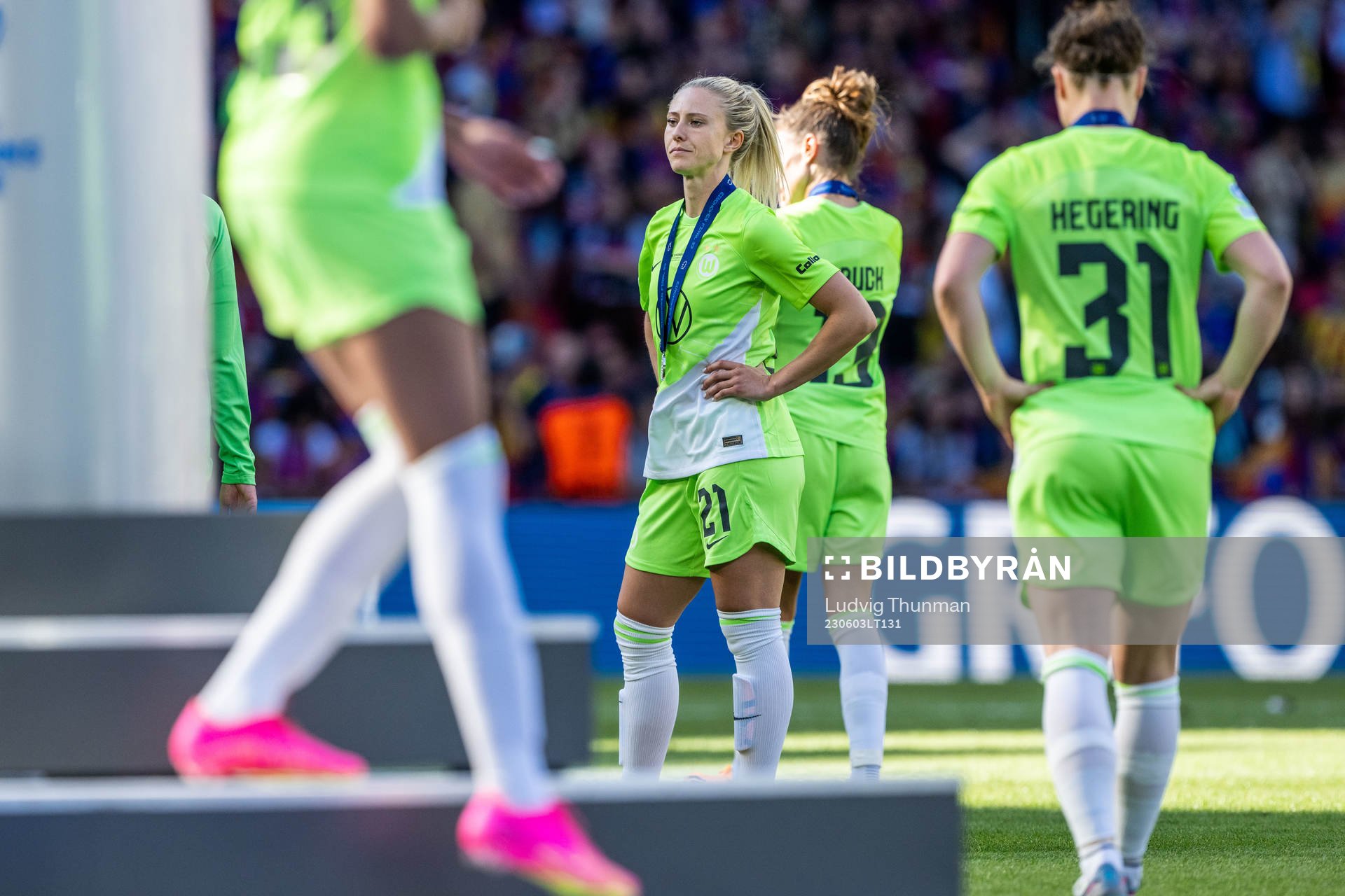 Rebecka Blomqvist of Wolfsburg looks dejected