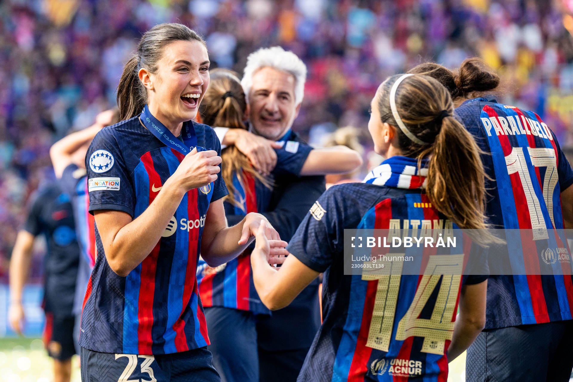 Ingrid Syrstad Engen and Aitana Bonmati of Barcelona