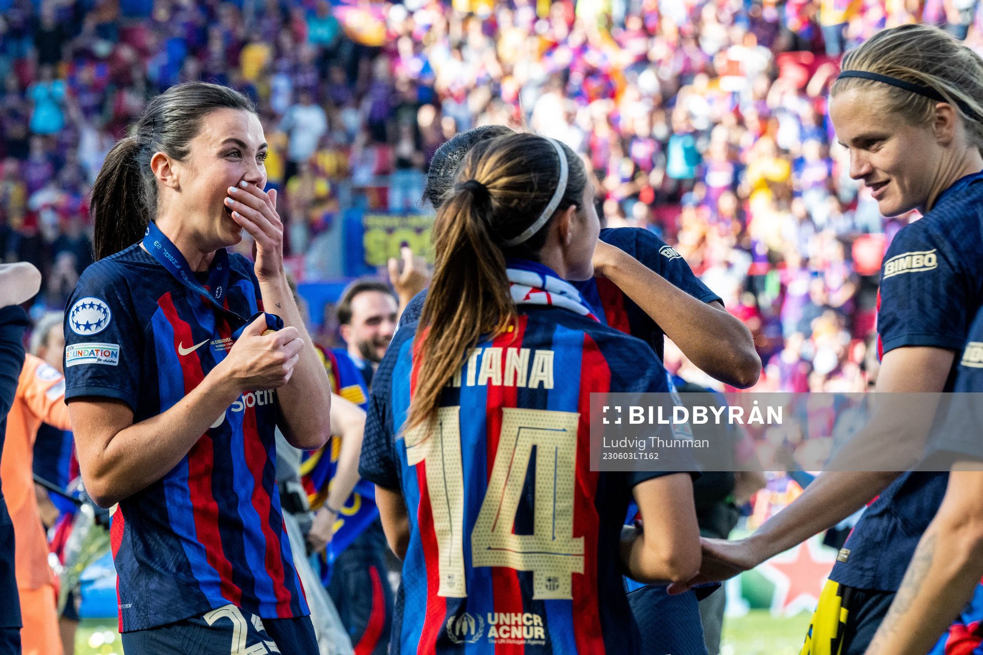 Ingrid Syrstad Engen of Barcelona celebrates