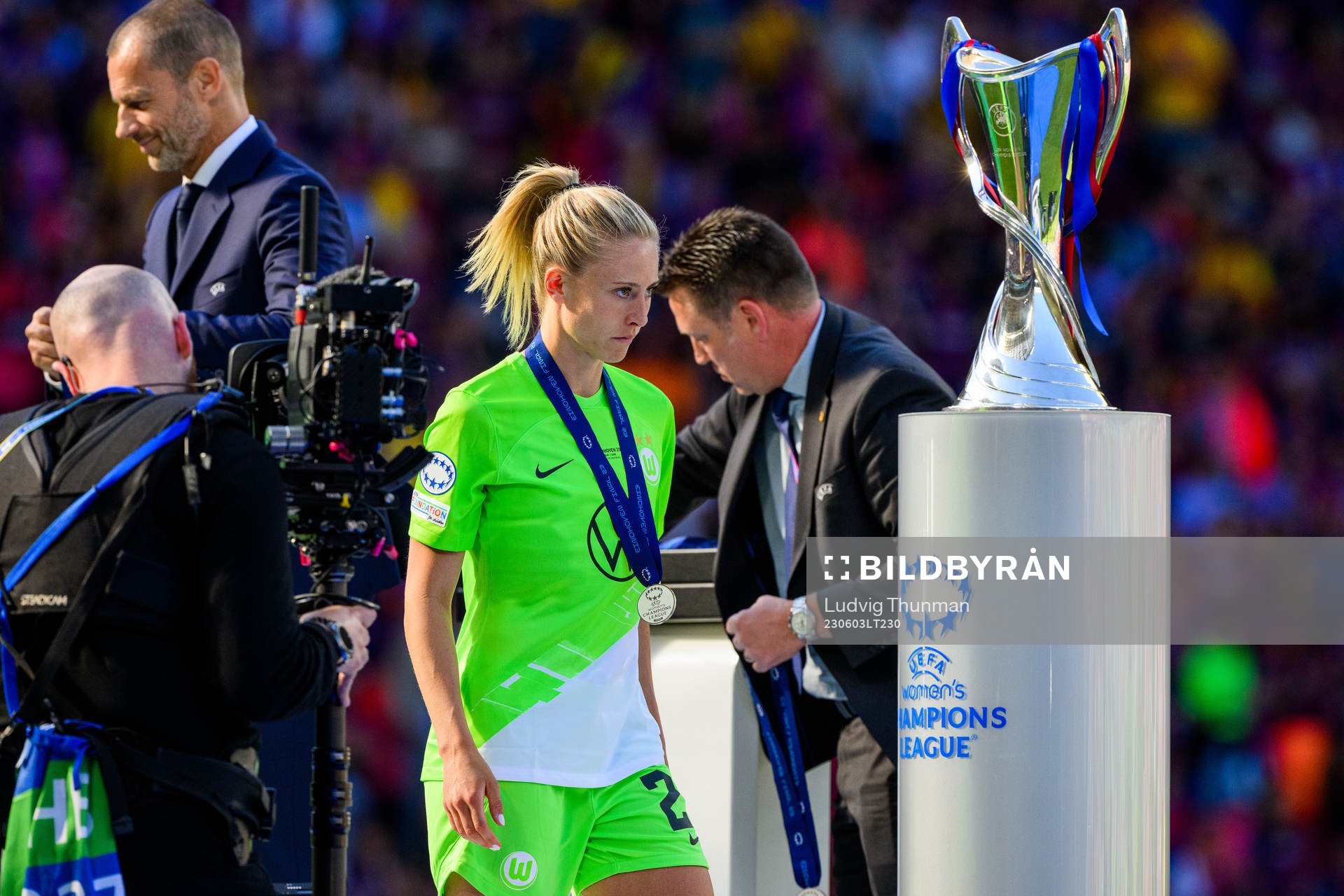 Rebecka Blomqvist of Wolfsburg looks dejected