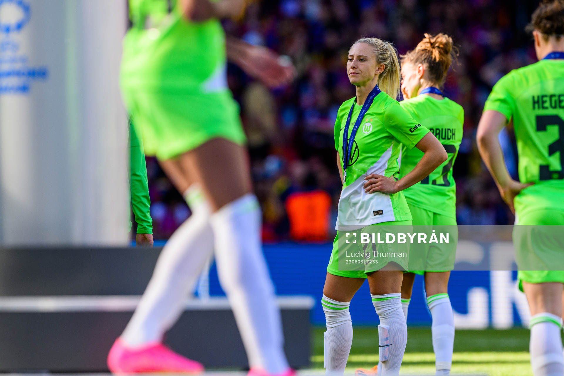 Rebecka Blomqvist of Wolfsburg looks dejected