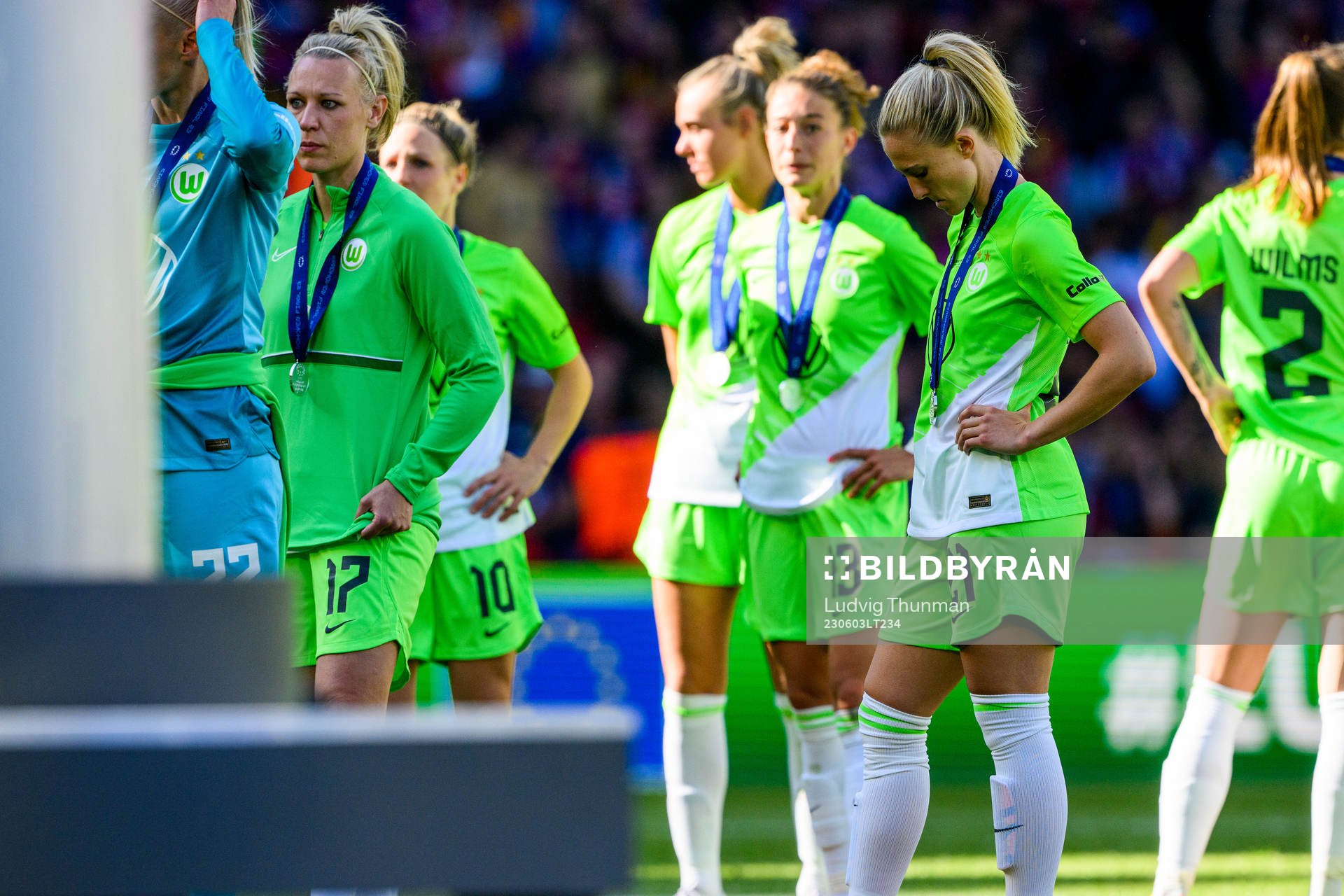 Rebecka Blomqvist of Wolfsburg looks dejected
