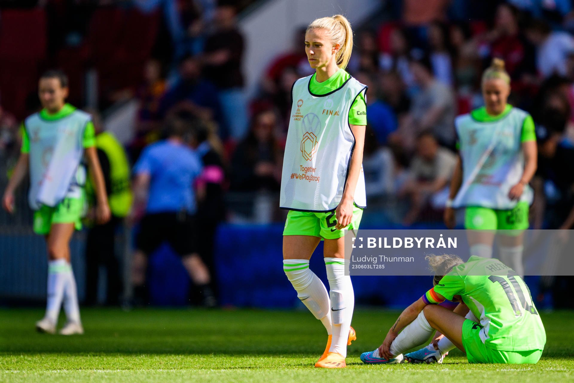 Rebecka Blomqvist of Wolfsburg looks dejected