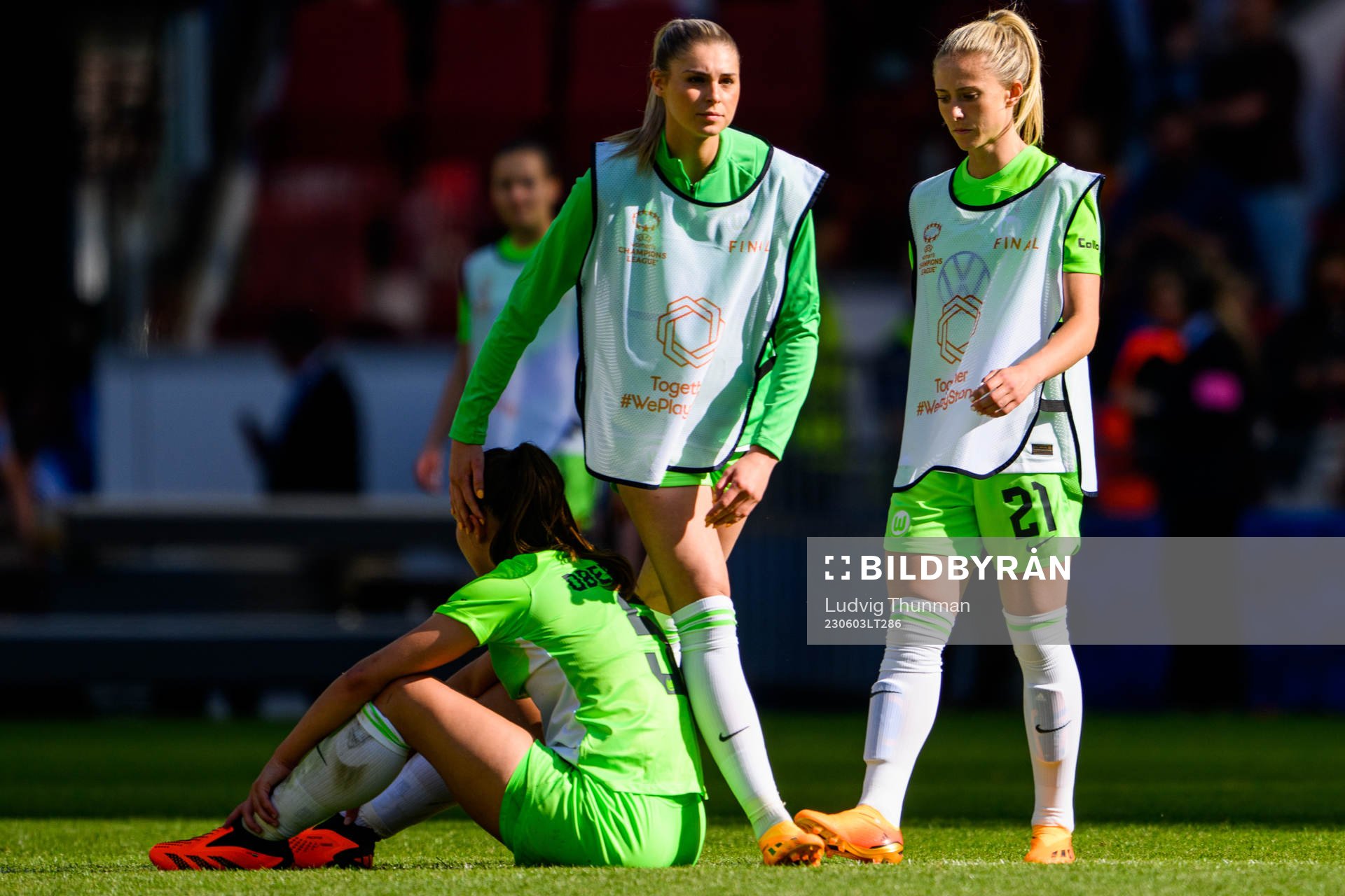 Rebecka Blomqvist of Wolfsburg looks dejected