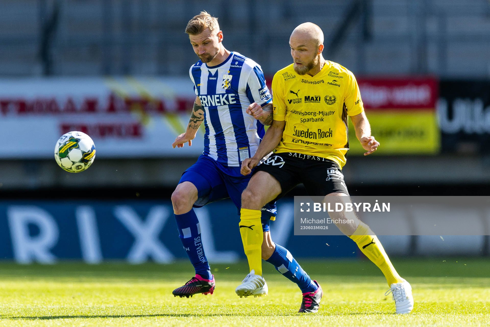 IFK Göteborgs Sebastian Eriksson och Mjällbys Adam Ståhl