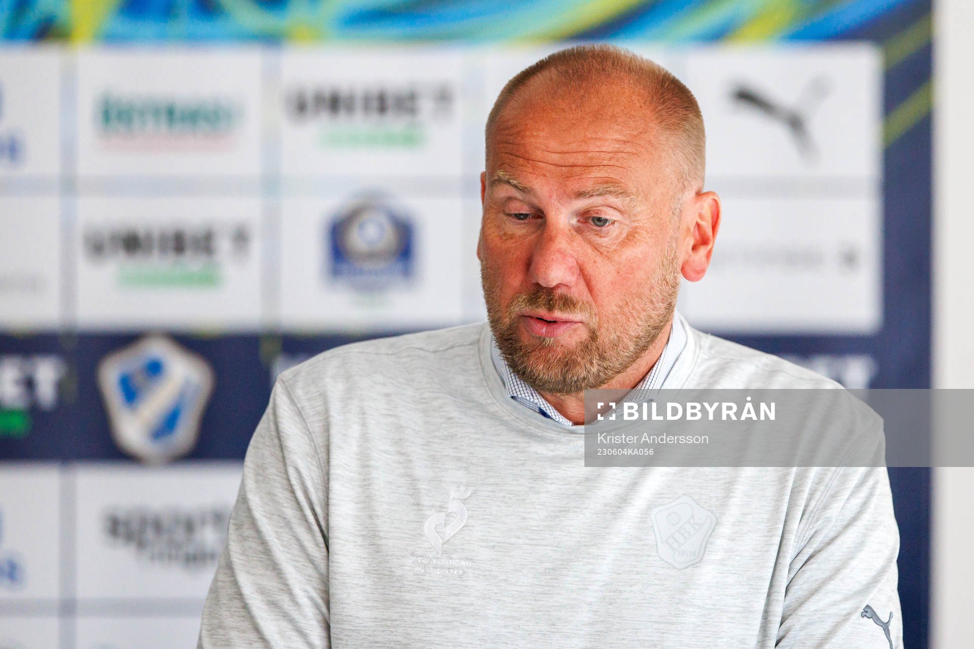 Halmstads tränare Magnus Haglund efter fotbollsmatchen i Allsvenskan mellan Halmstad och Hammarby den 4 juni 2023 i Halmstad. 