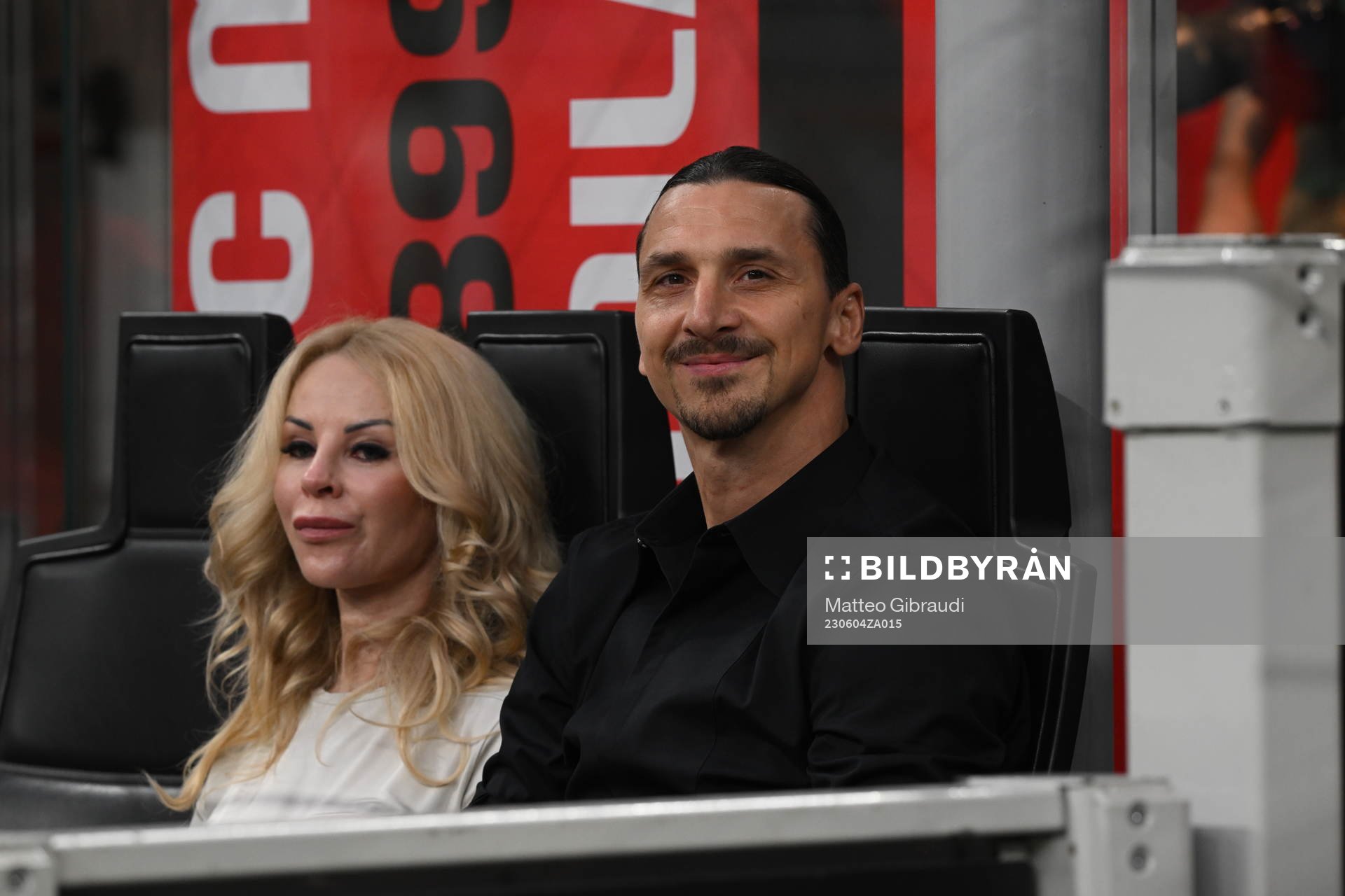 Zlatan Ibrahimovic of AC Milan with his wife Helena Seger