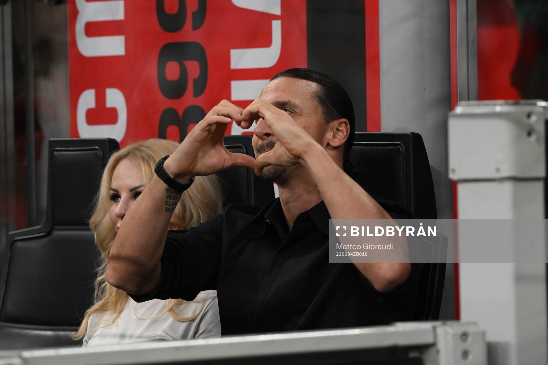 Zlatan Ibrahimovic of AC Milan with his wife Helena Seger
