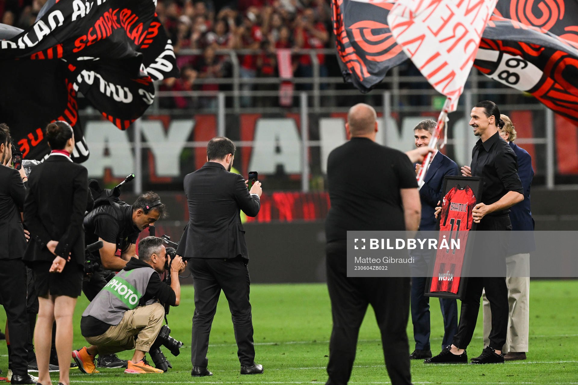 Zlatan Ibrahimovic of AC Milan during his honoring after the Serie A football match between AC Milan and Hellas Verona on June 4, 2023 in Milan. 