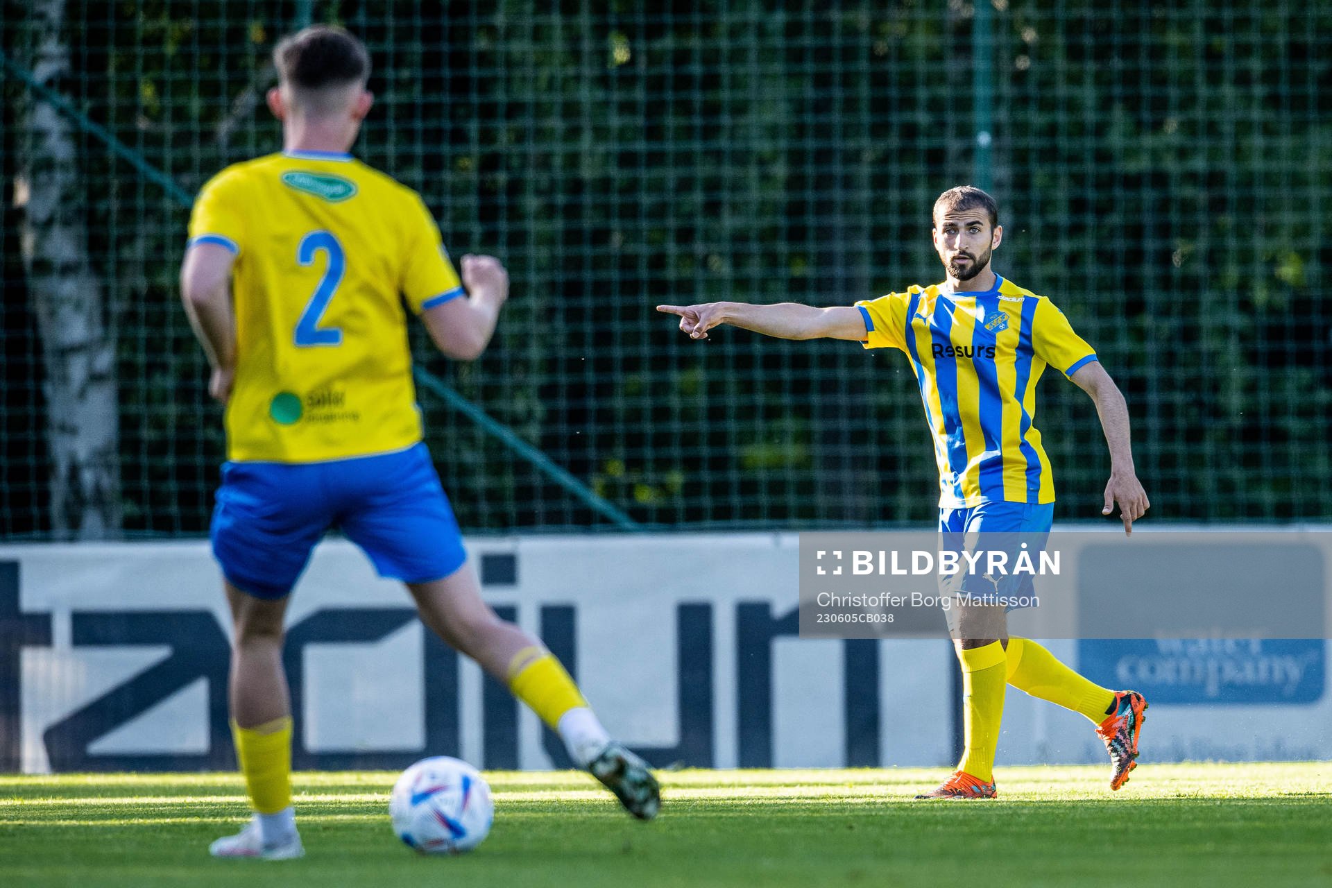 Eskilsminne IFs Tarek Alnator under fotbollsmatchen i Division 1 Södra mellan Eskilsminne IF och Ängelholm den 5 juni 2023 i Helsingborg.
