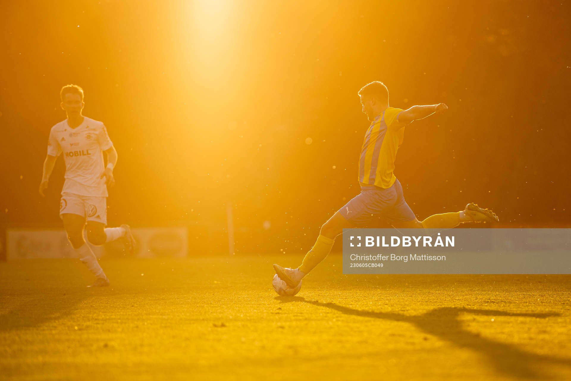 Eskilsminne IFs Endrit Ibishi under fotbollsmatchen i Division 1 Södra mellan Eskilsminne IF och Ängelholm den 5 juni 2023 i Helsingborg.