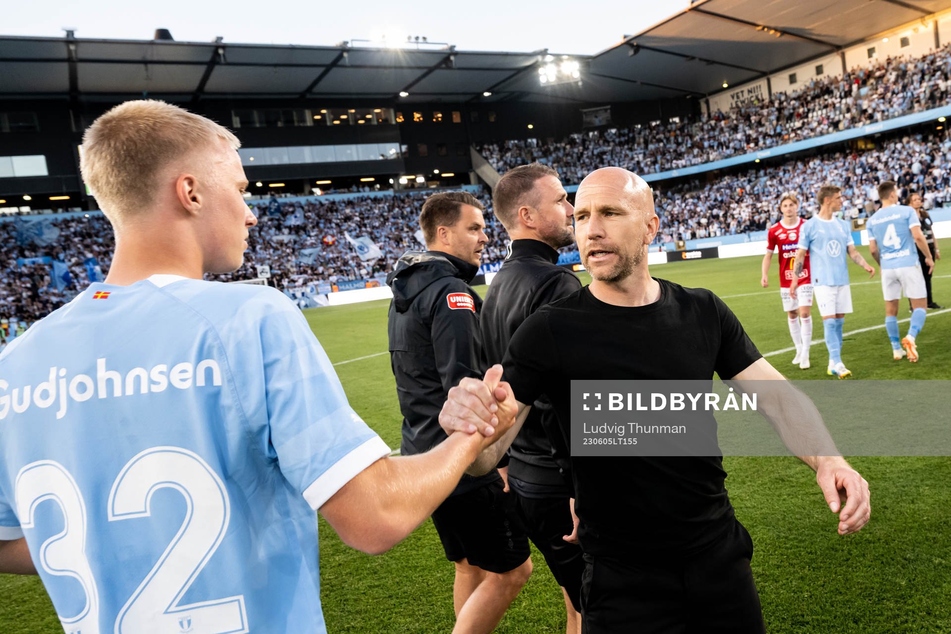 Malmö FFs Daniel Gudjohnsen och tränare Henrik Rydström