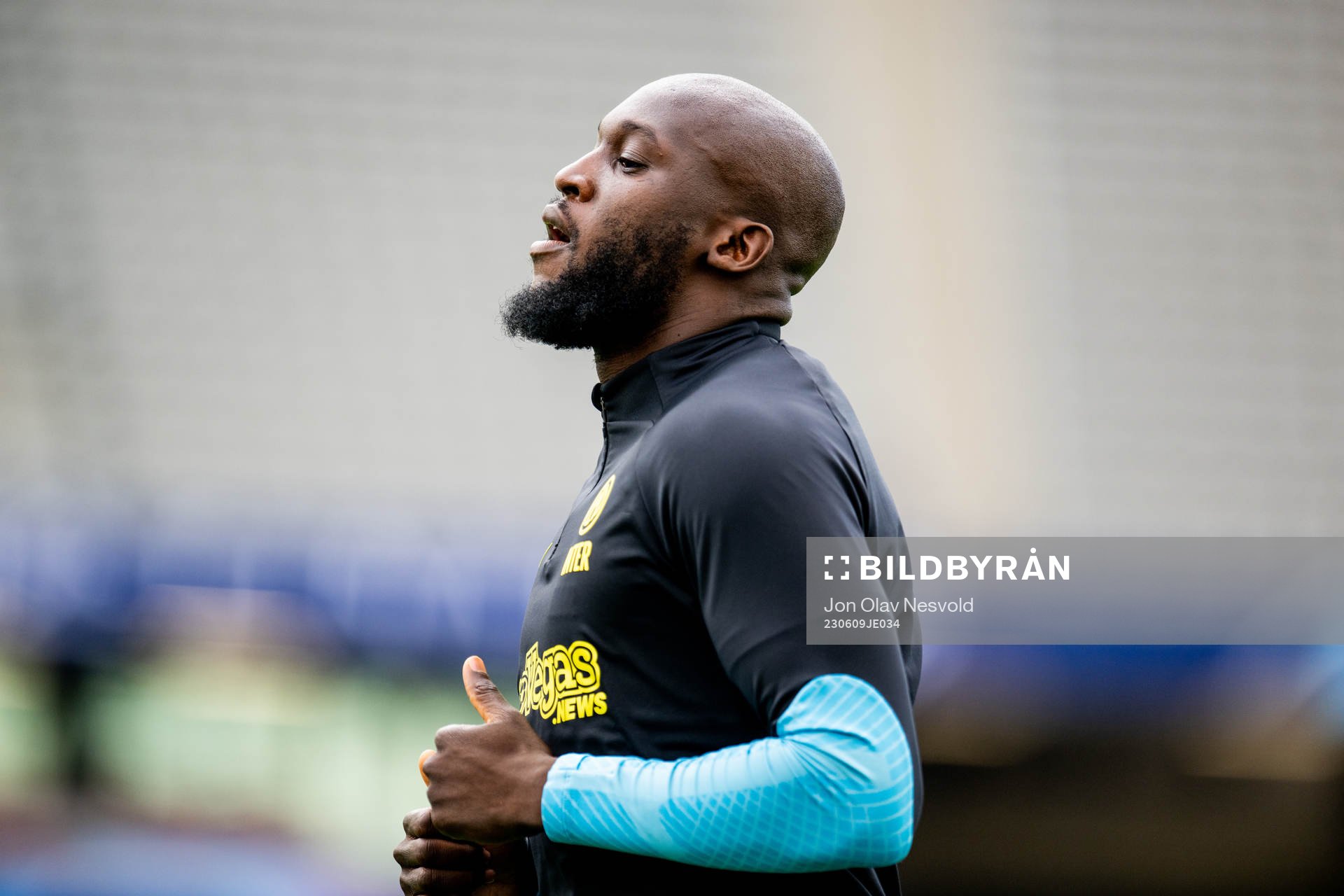 Romelu Lukaku of Inter at a training session