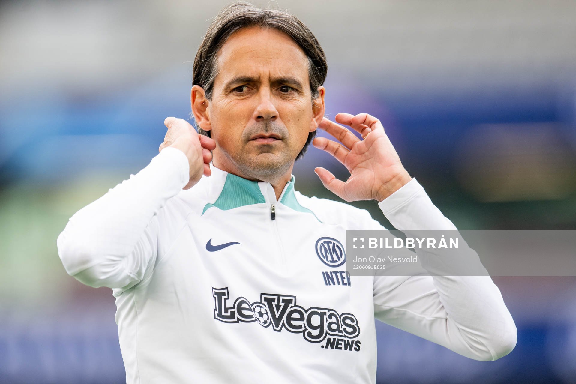 Simone Inzaghi, head coach of Inter, at a training session