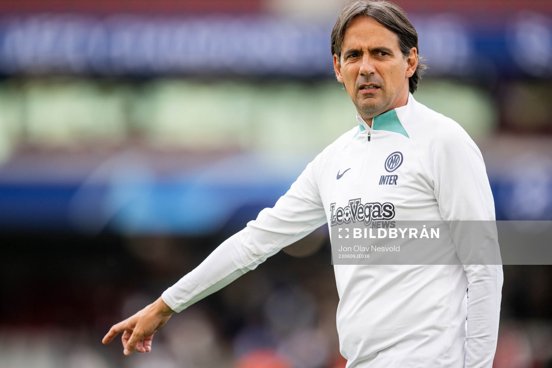 Simone Inzaghi, head coach of Inter, at a training session