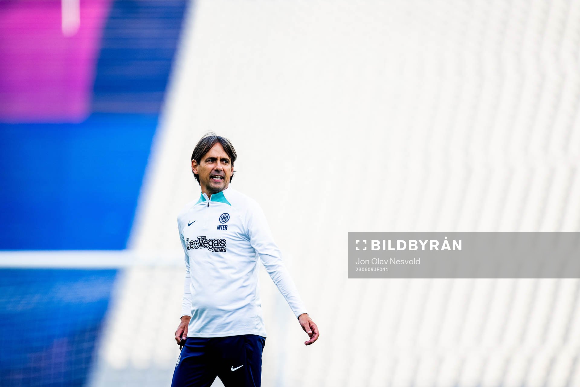Simone Inzaghi, head coach of Inter, at a training session