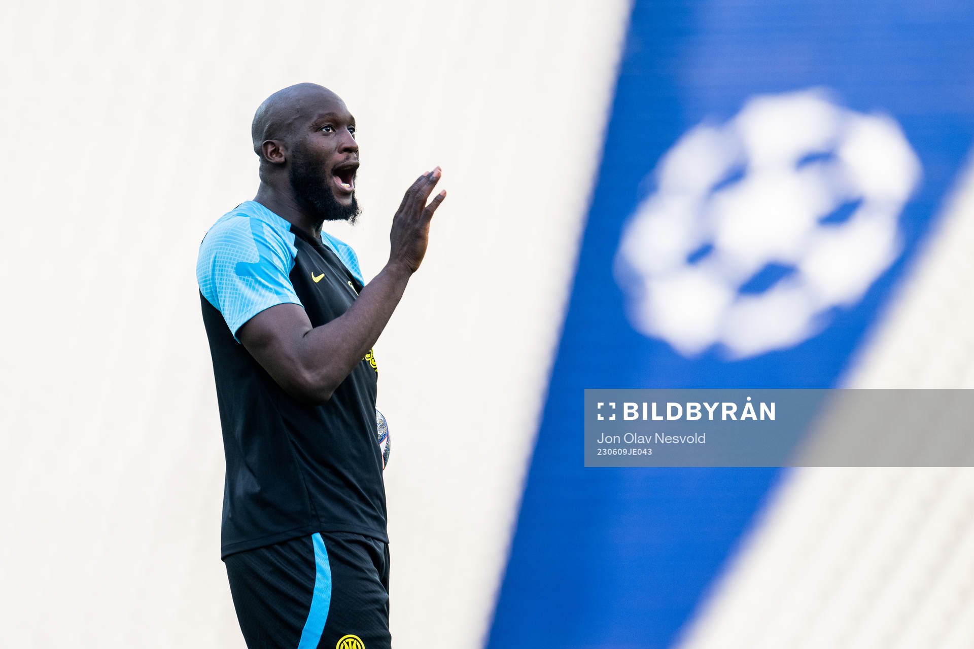 Romelu Lukaku of Inter at a training session