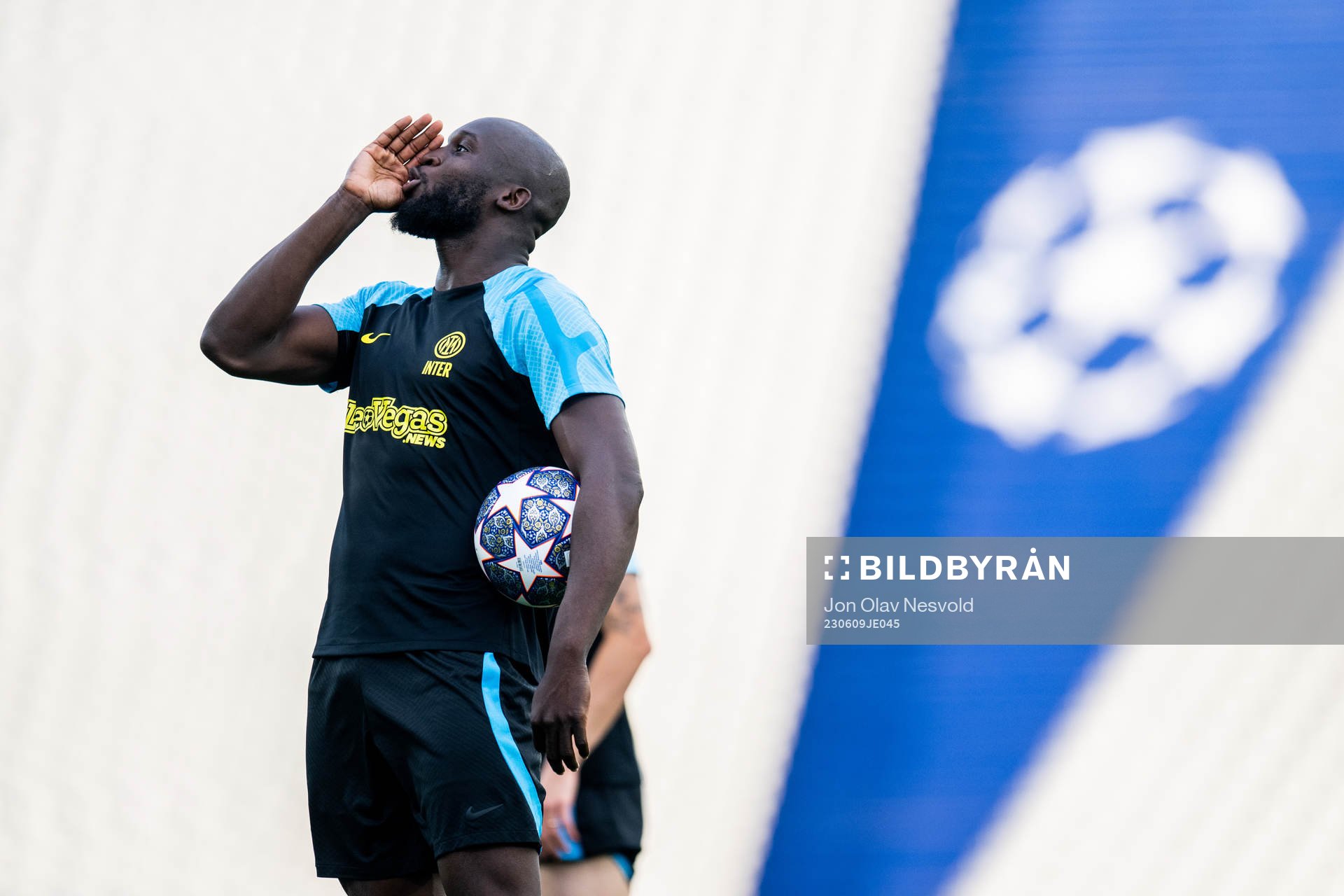 Romelu Lukaku of Inter at a training session