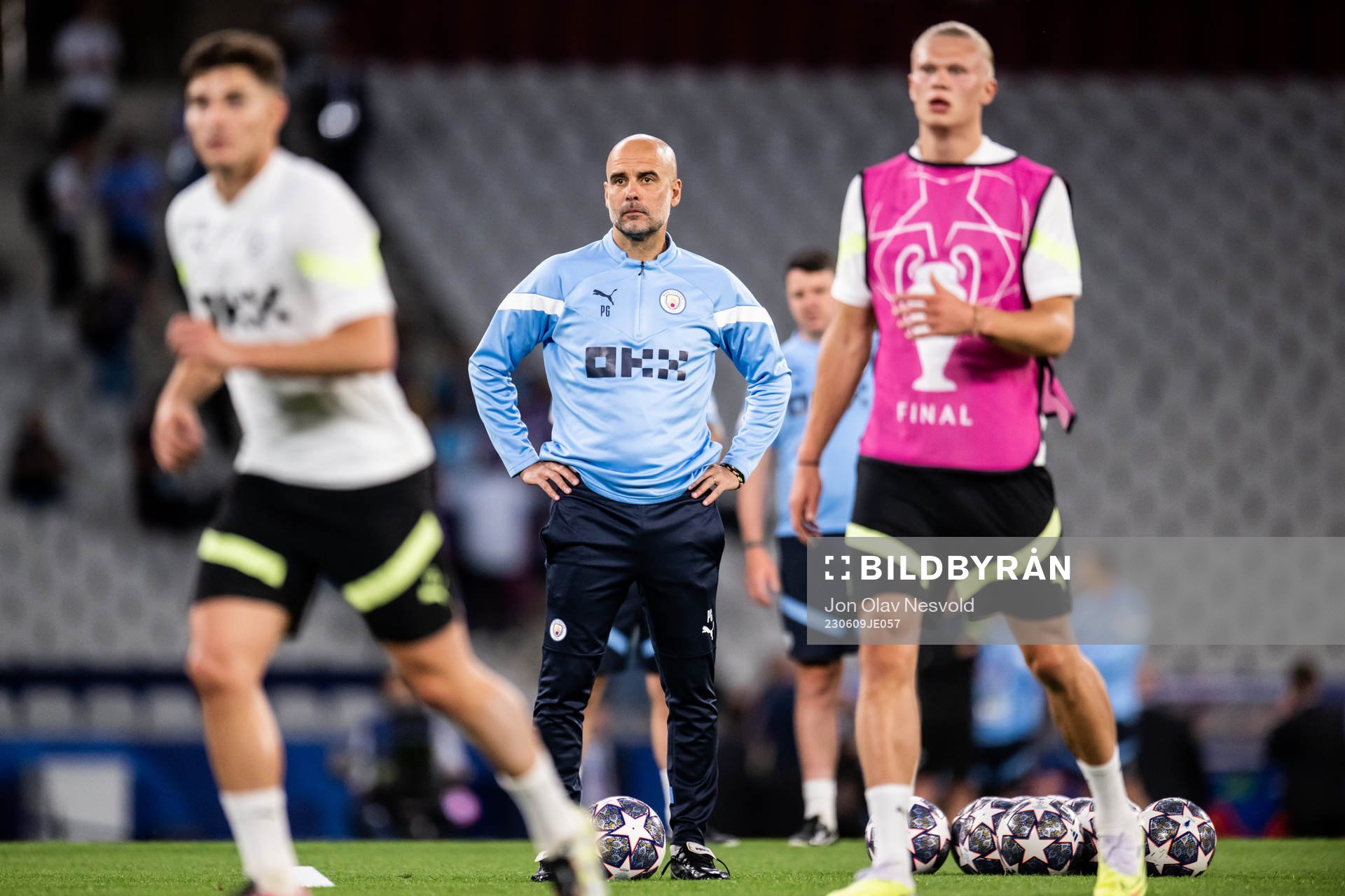 Pep Guardiola, head coach and Erling Braut Haaland of