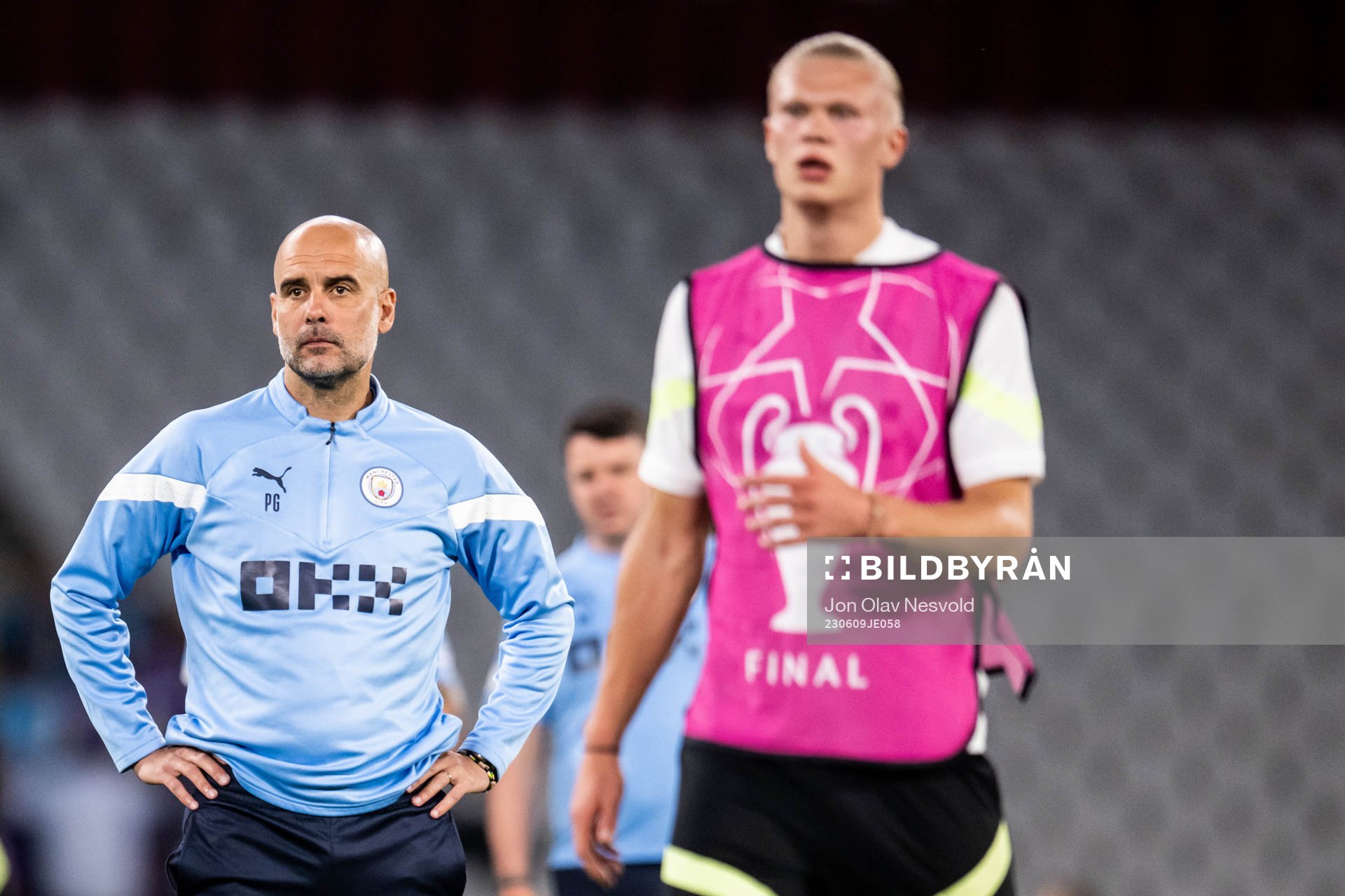Pep Guardiola, head coach and Erling Braut Haaland of