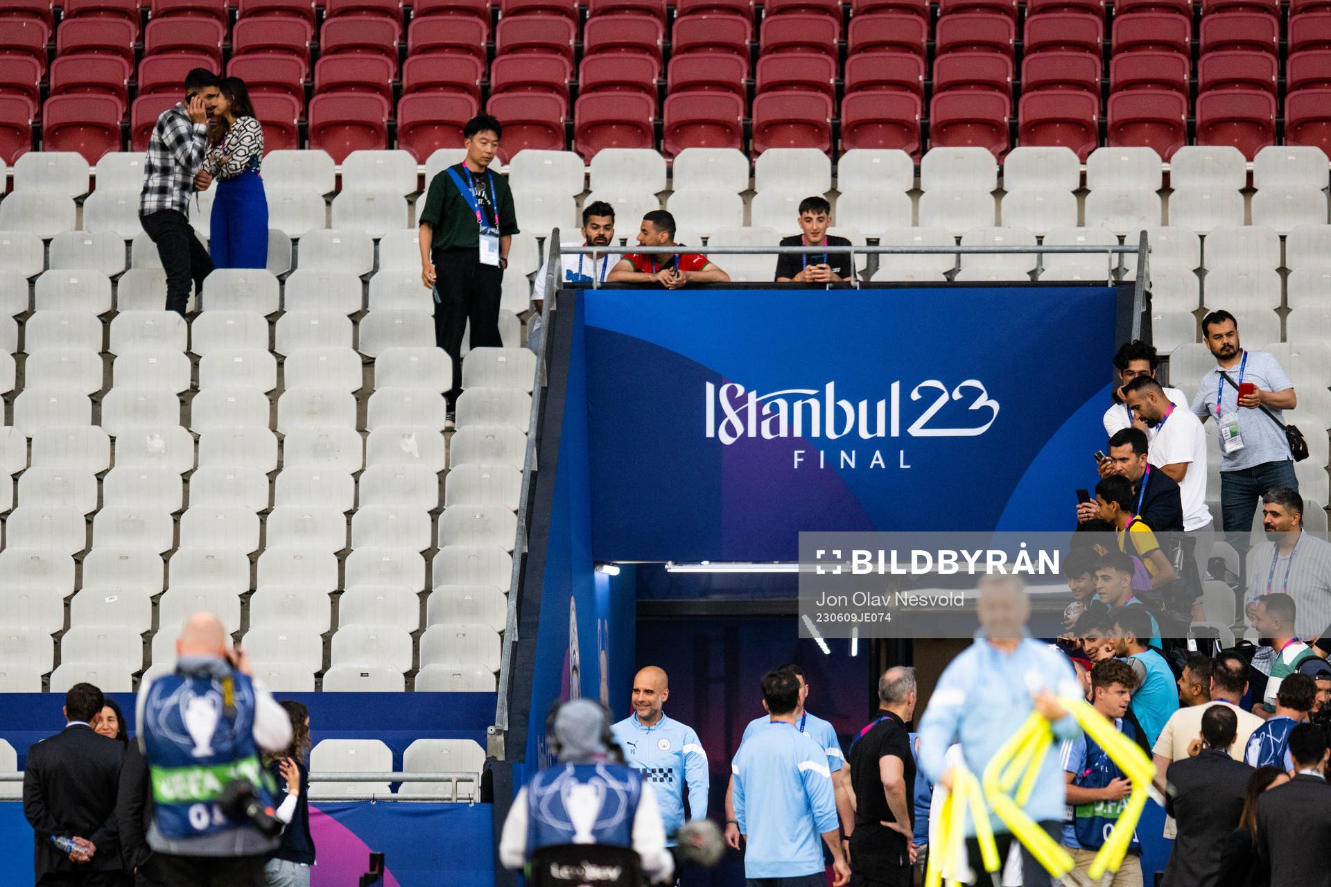 Pep Guardiola, head coach of Manchester City, arrives at a
