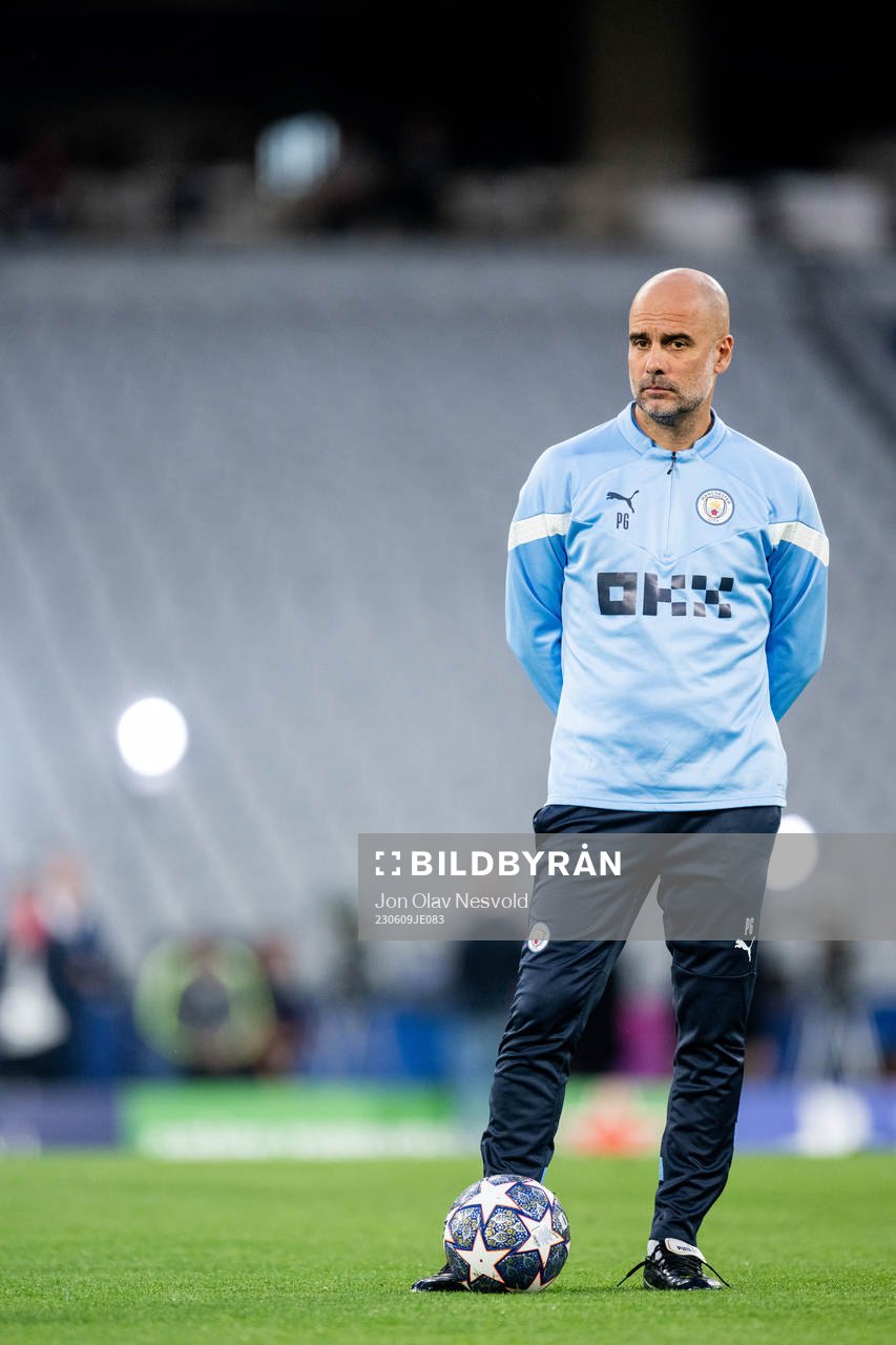 Pep Guardiola, head coach of Manchester City, at a training