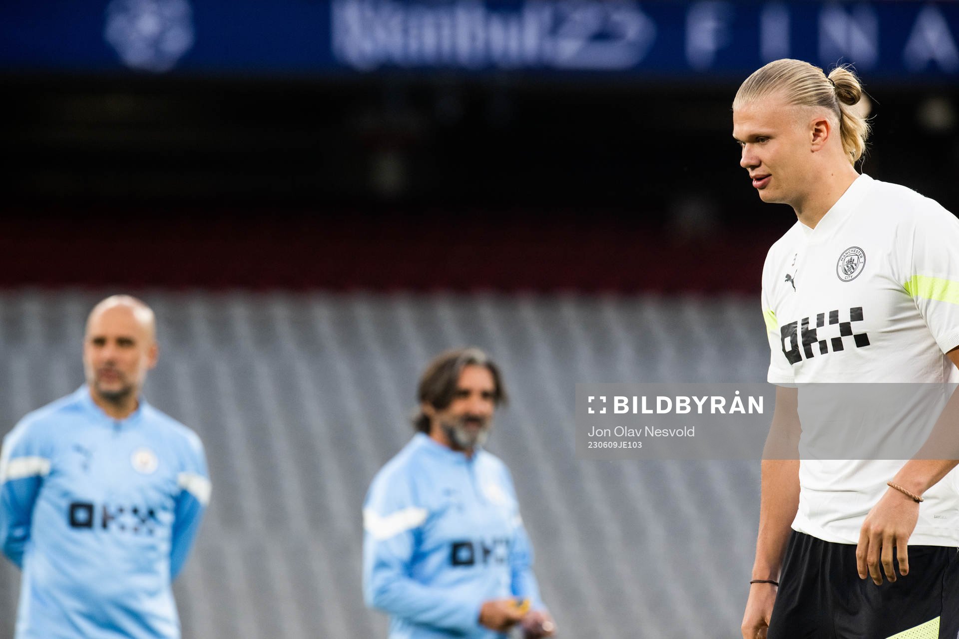 Pep Guardiola, head coach, and Erling Braut Haaland of