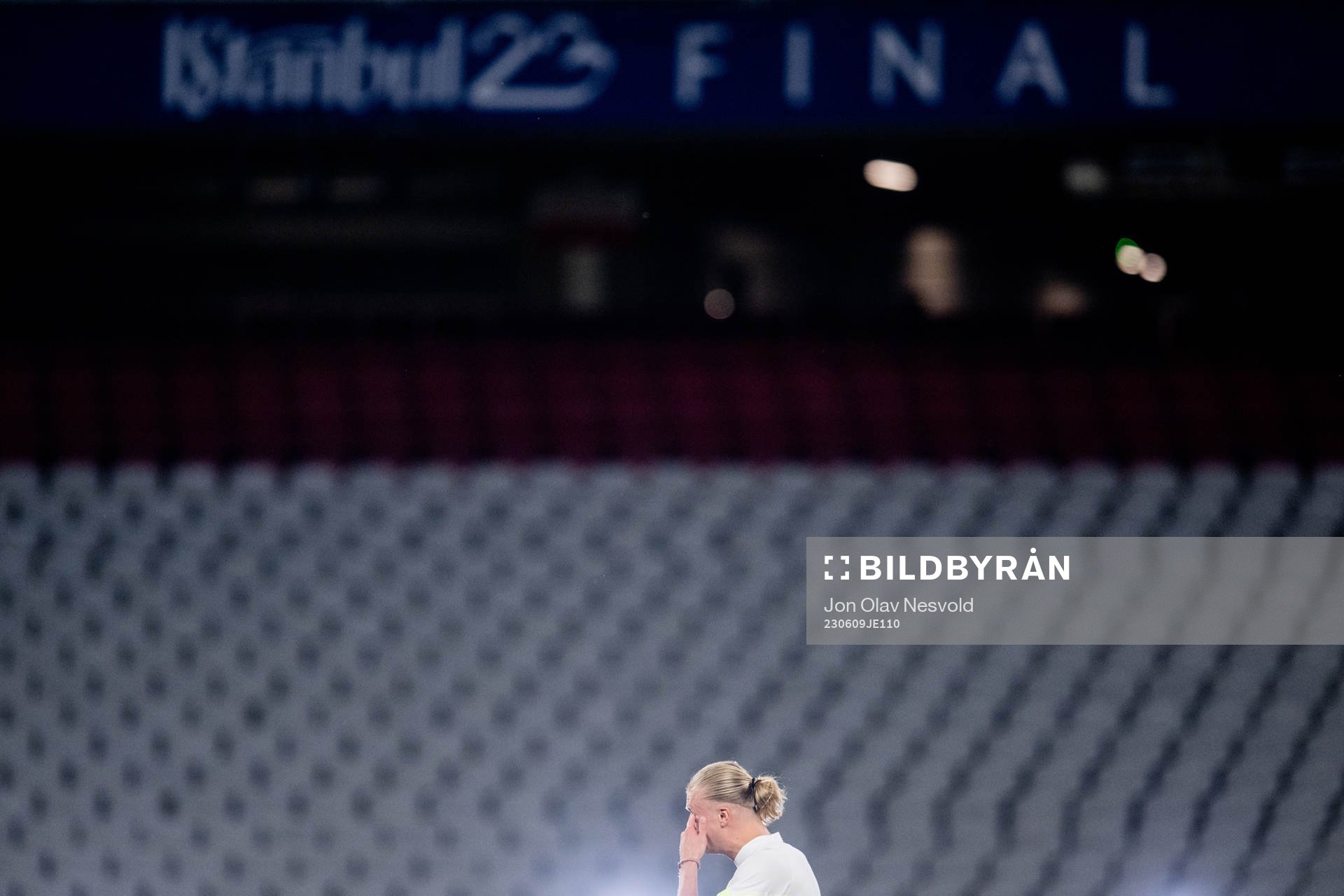 Erling Braut Haaland of Manchester City looks dejected at a