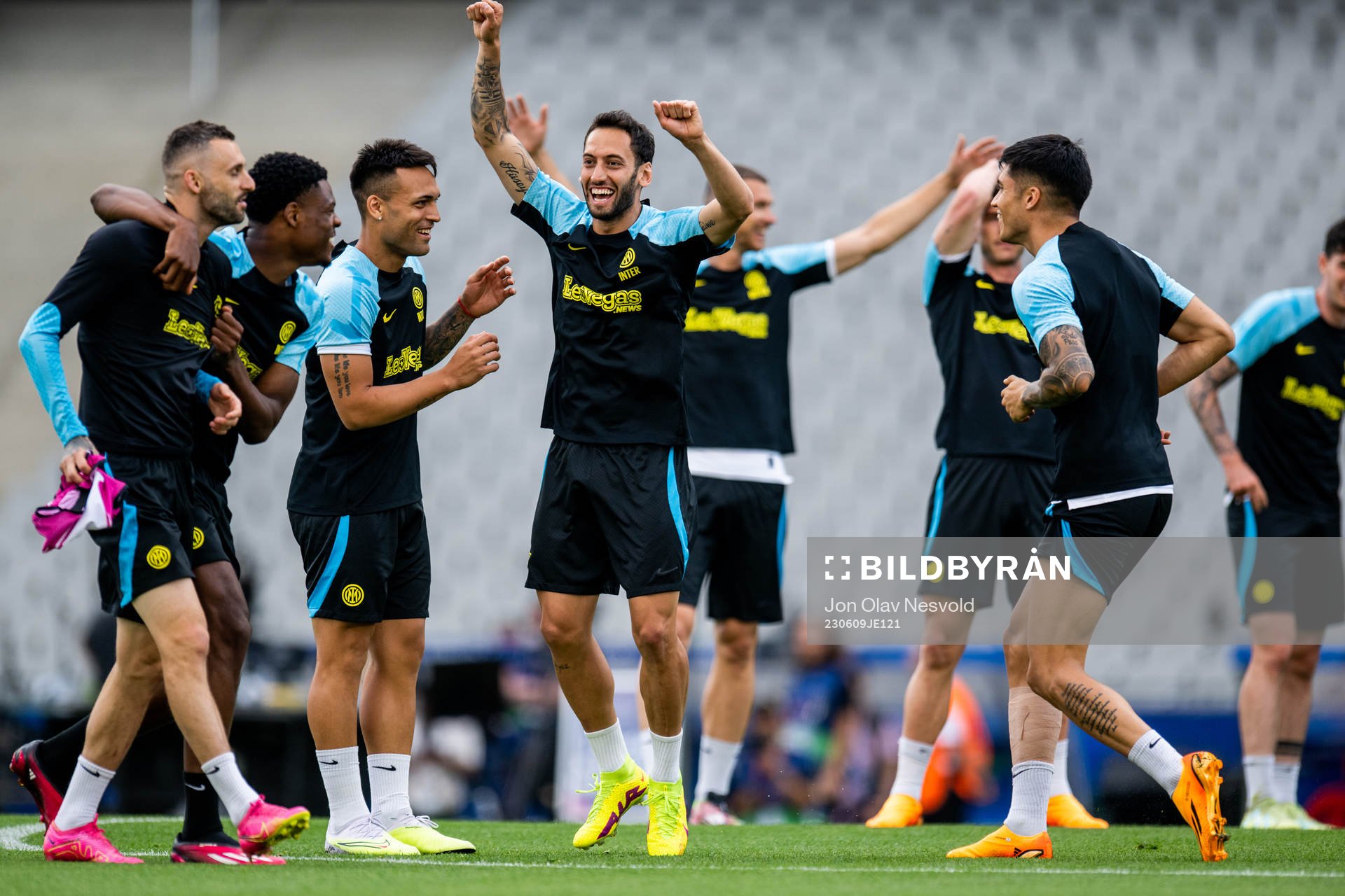 Hakan Calhanoglu of Inter at a training session