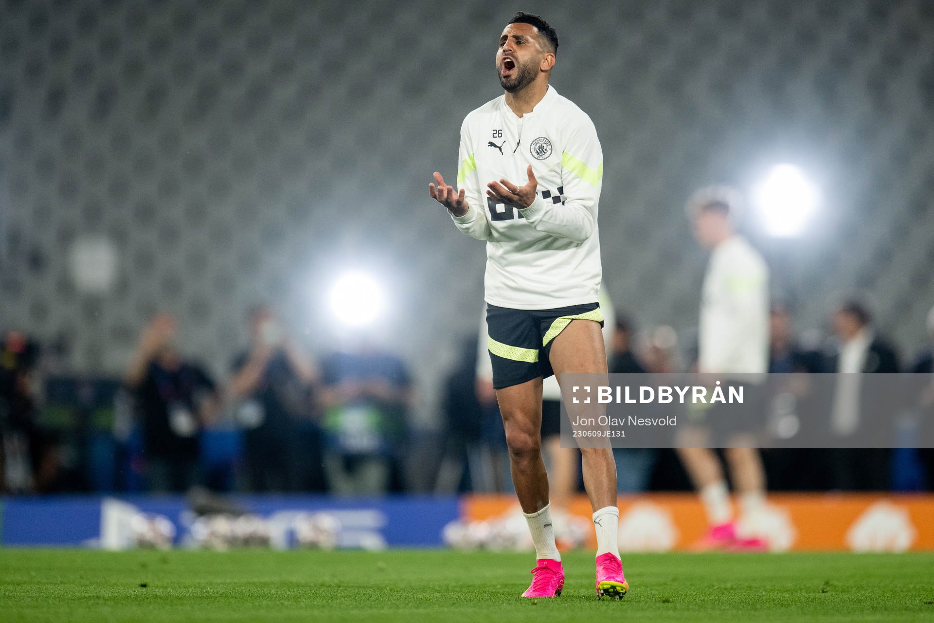 Riyad Mahrez of Manchester City at a training session