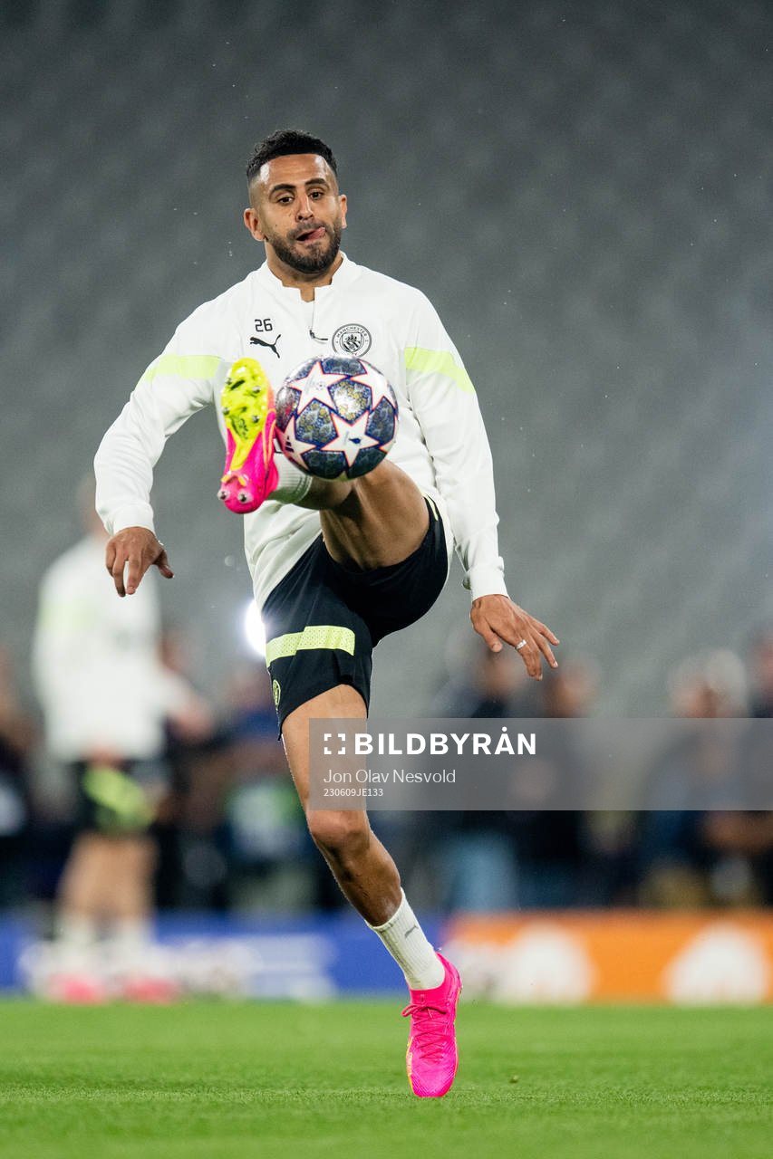 Riyad Mahrez of Manchester City at a training session