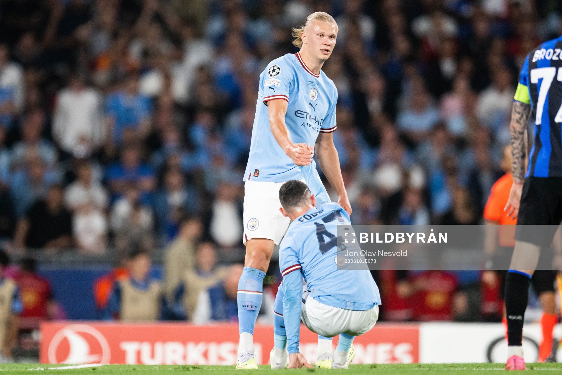 Phil Foden and Erling Braut Haaland of Manchester City