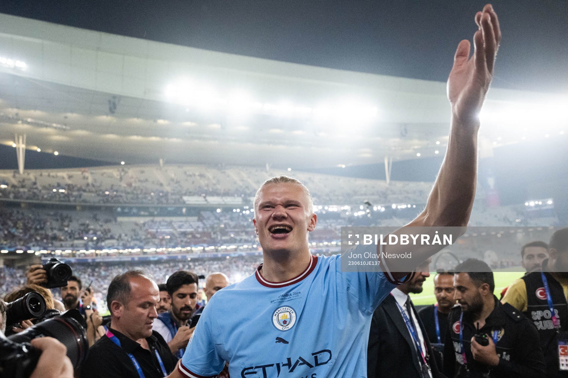 Erling Braut Haaland of Manchester City celebrates after the UEFA Champions League football match between Manchester City and Inter on June 10, 2023 in Istanbul. 