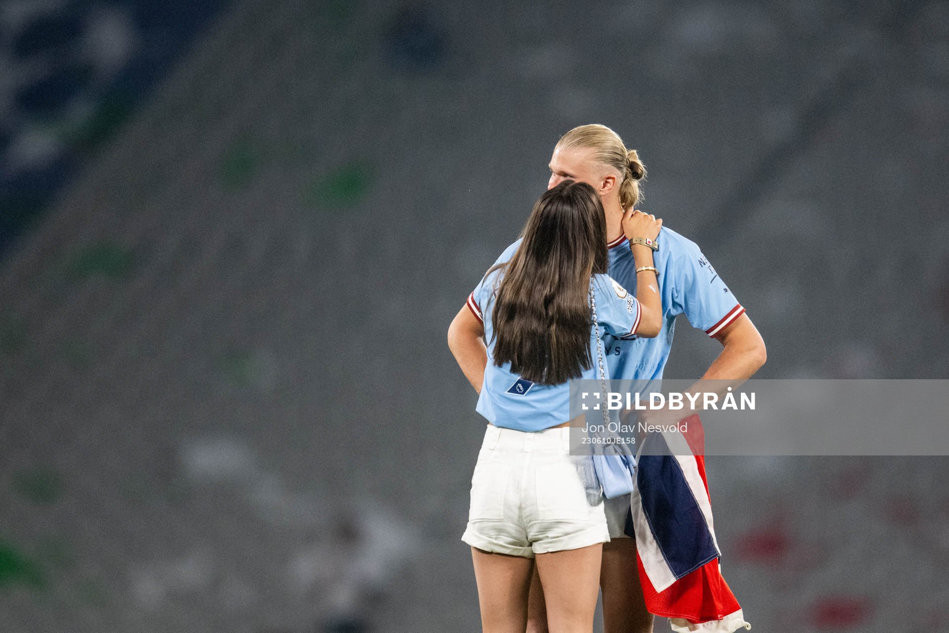 Erling Braut Haaland of Manchester City and Isabel Haugseng