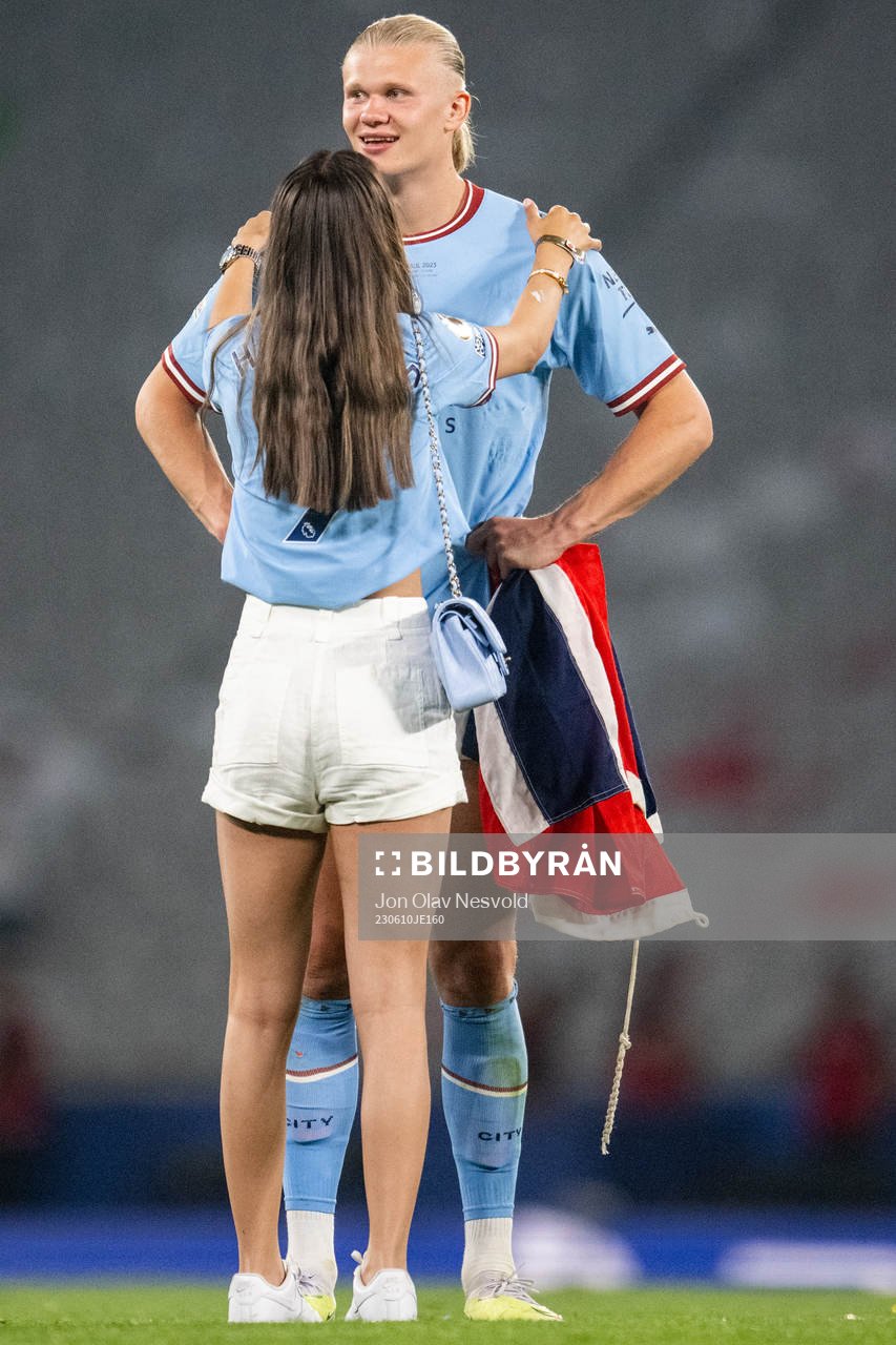 Erling Braut Haaland of Manchester City and Isabel Haugseng