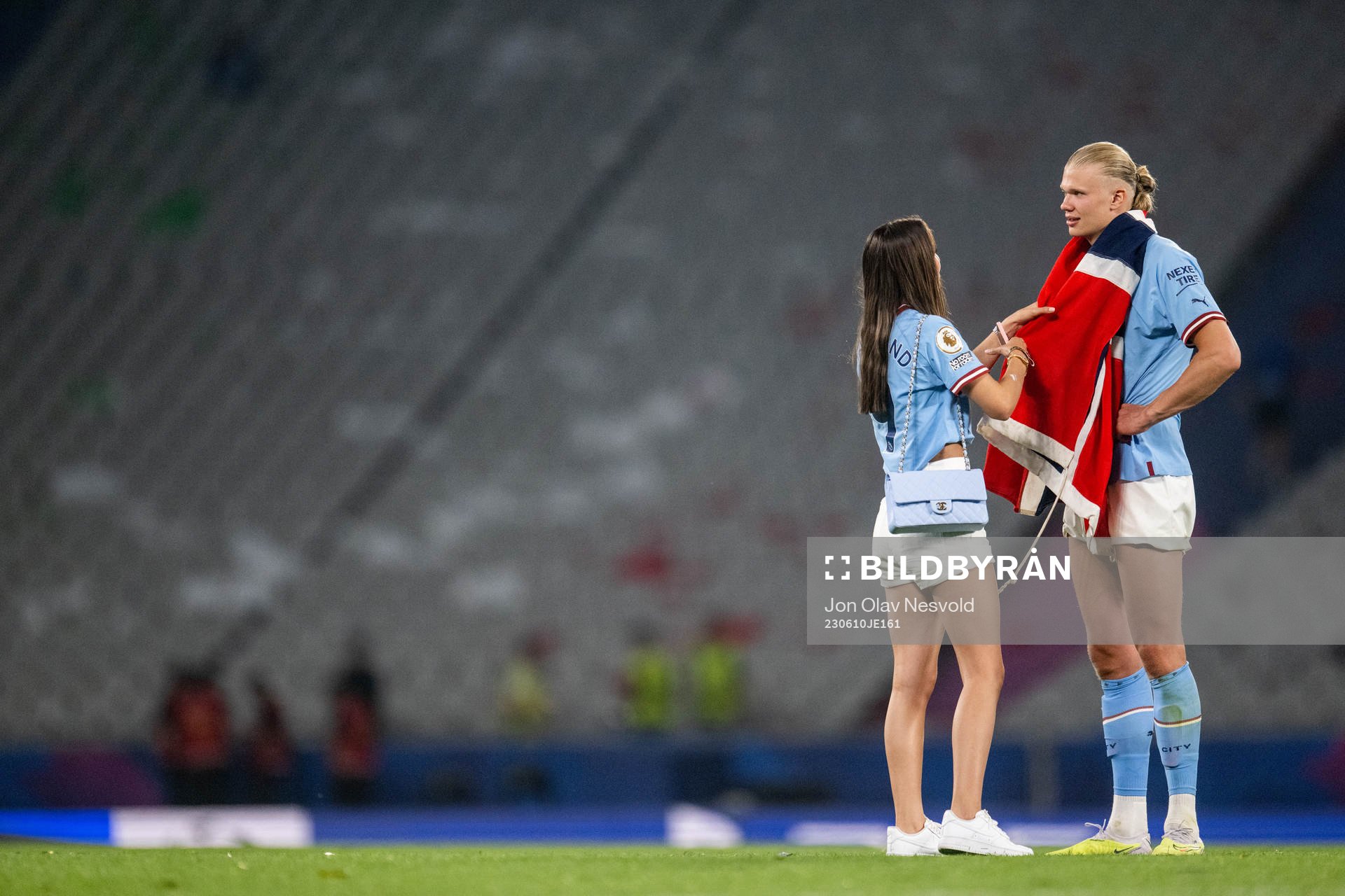 Erling Braut Haaland of Manchester City and Isabel Haugseng
