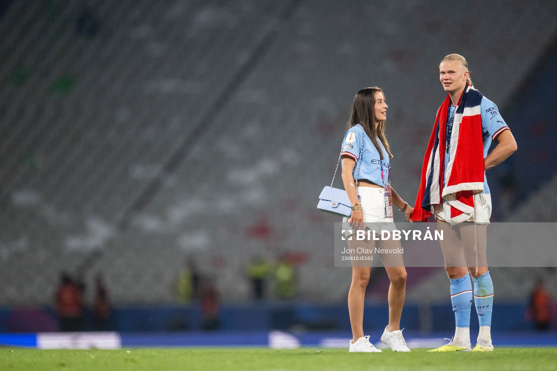 Erling Braut Haaland of Manchester City and Isabel Haugseng