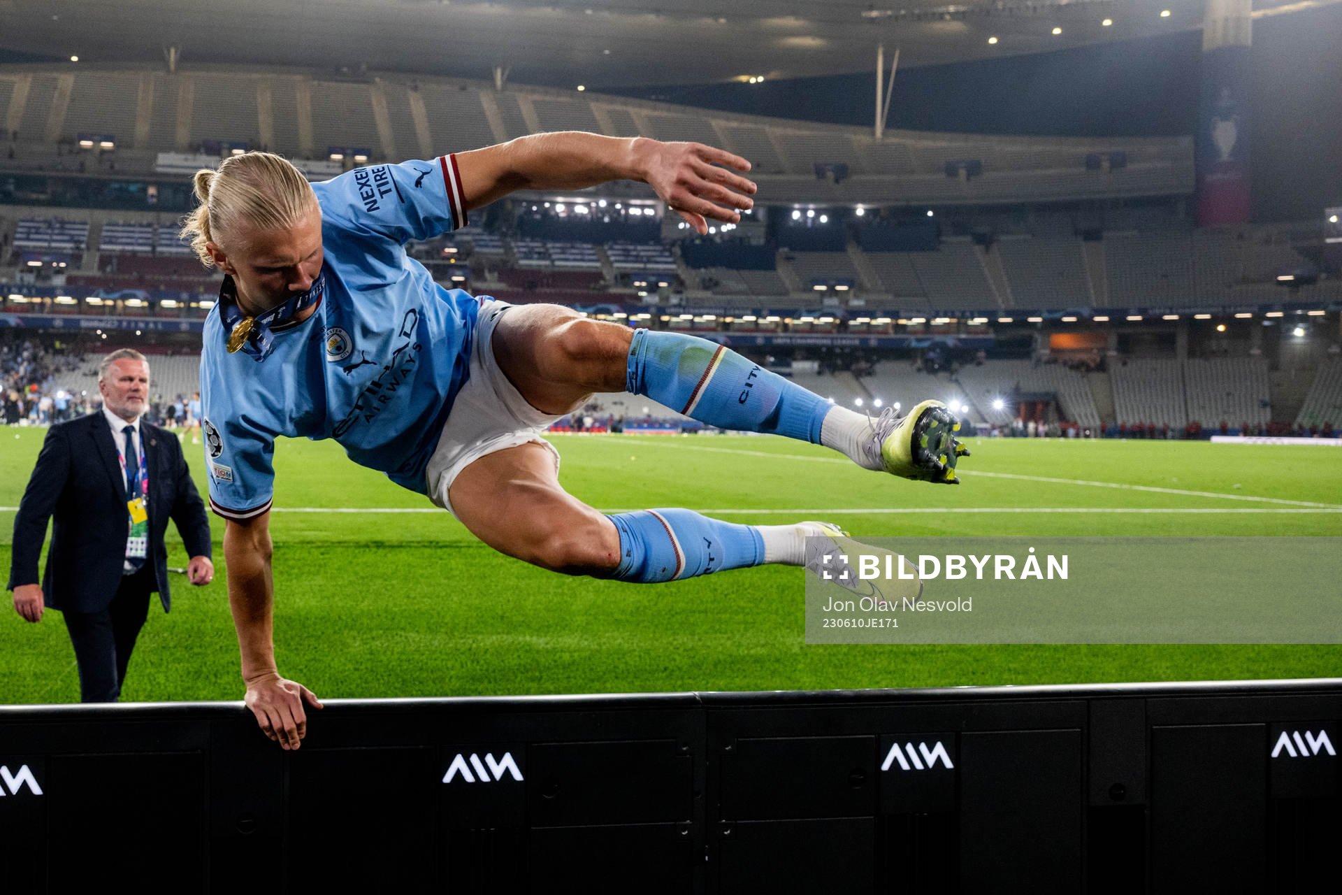 Erling Braut Haaland of Manchester City celebrates after the UEFA Champions League football match between Manchester City and Inter on June 10, 2023 in Istanbul. 