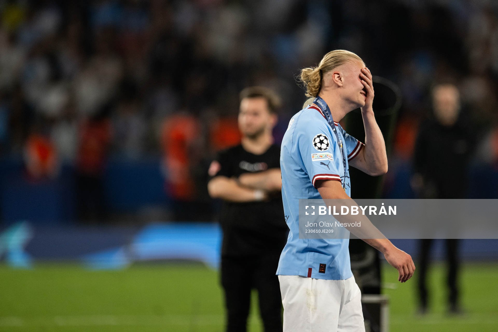 Erling Braut Haaland of Manchester City reacts