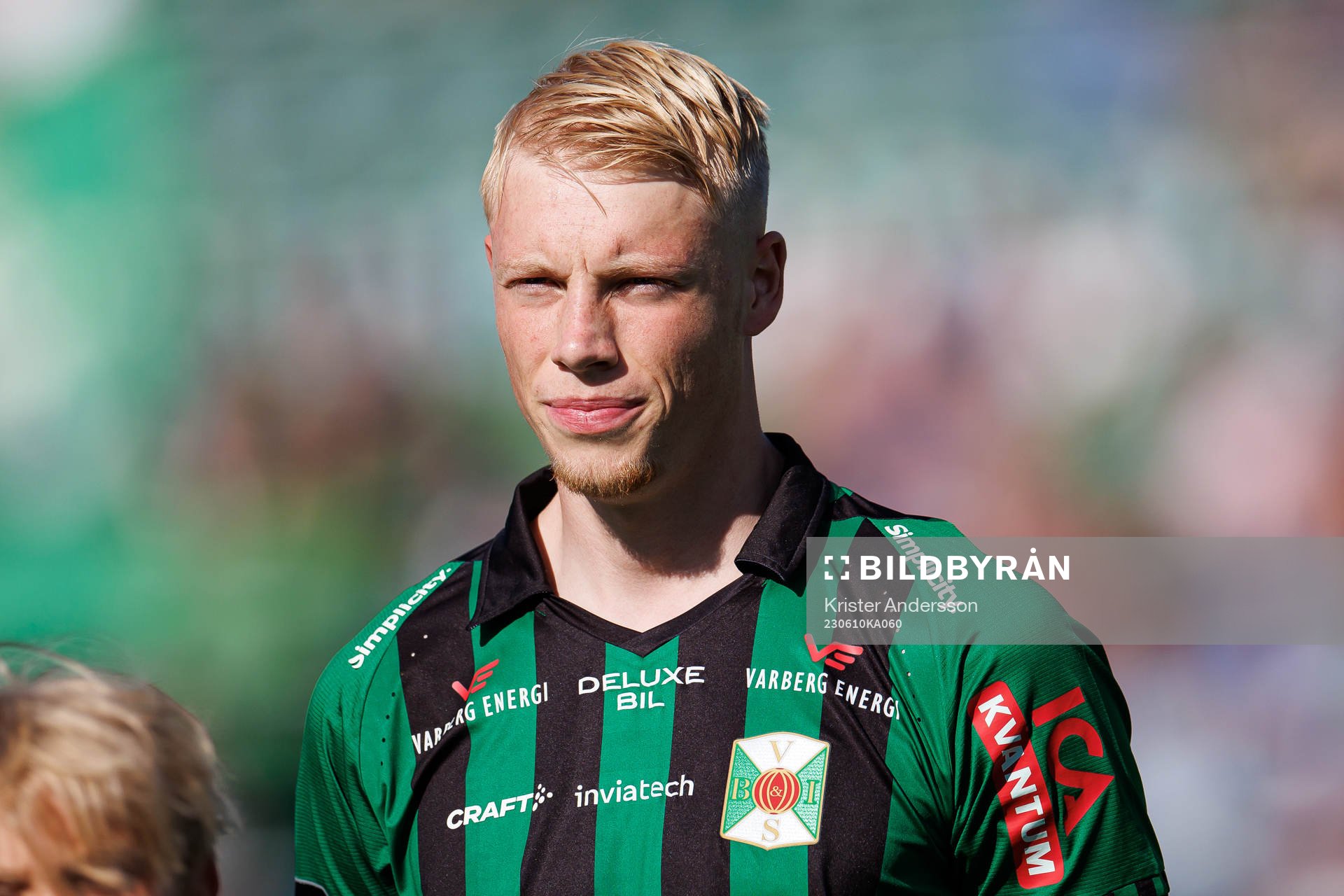 Varbergs Vilmer Rönnberg inför fotbollsmatchen i Allsvenskan mellan Varberg och Halmstad den 10 juni 2023 i Varberg. 