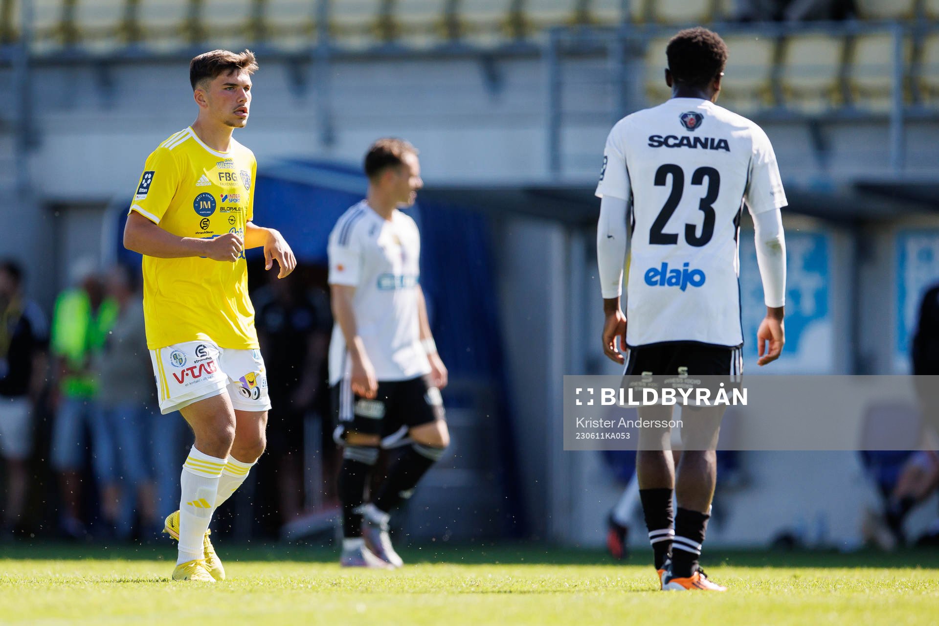 Falkenbergs Melwin Kocanovic under fotbollsmatchen i Ettan södra mellan Falkenberg och Oskarshamn den 11 juni 2023 i Falkenberg.