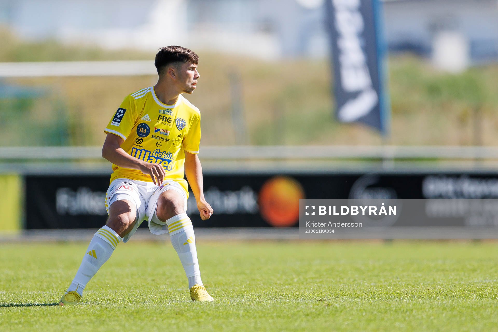 Falkenbergs Melwin Kocanovic under fotbollsmatchen i Ettan södra mellan Falkenberg och Oskarshamn den 11 juni 2023 i Falkenberg.