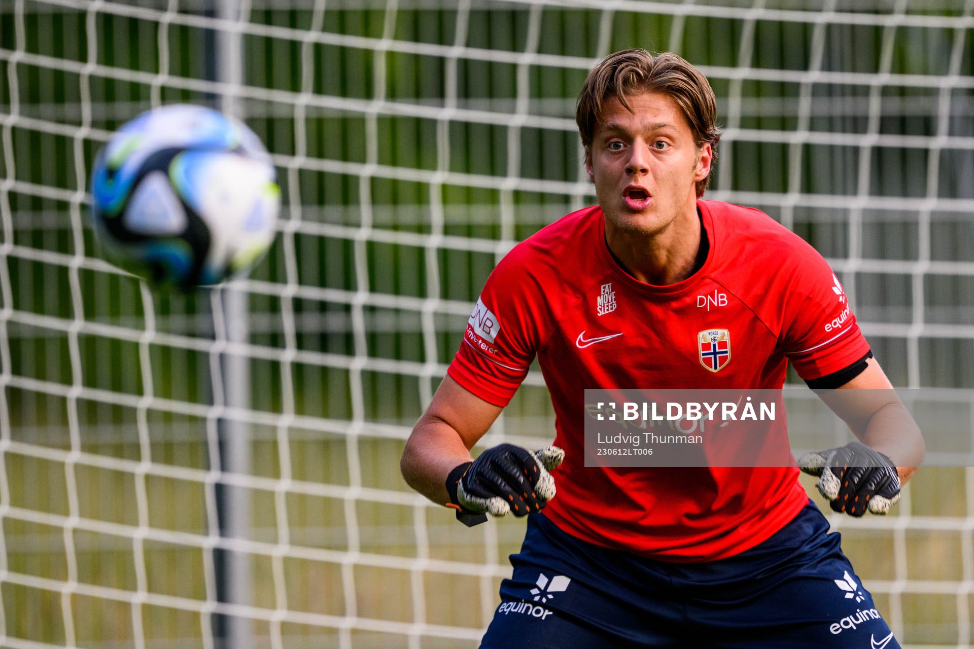 Goalkeeper Rasmus Sandberg of the Norwegian Under-21