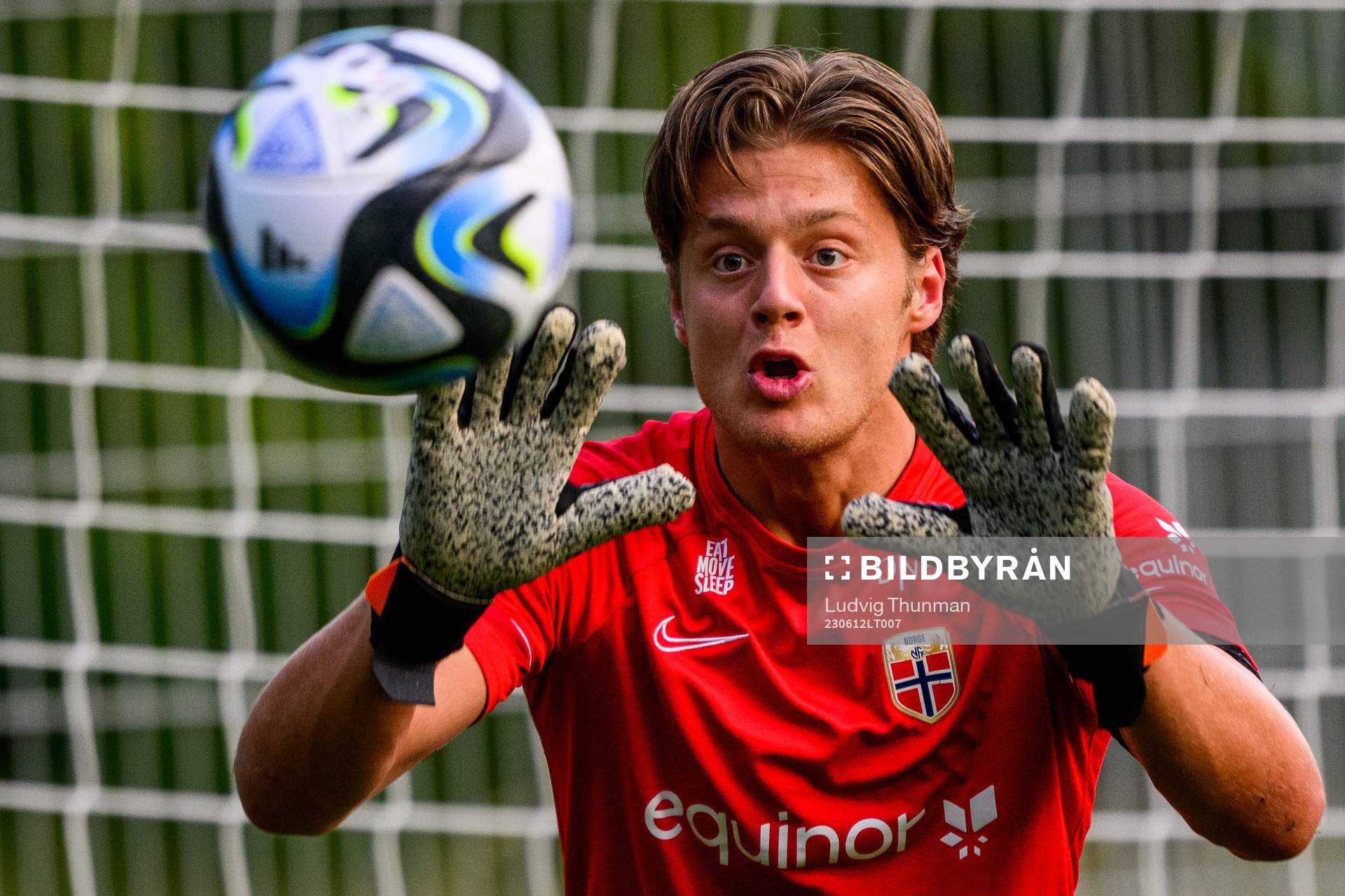 Goalkeeper Rasmus Sandberg of the Norwegian Under-21