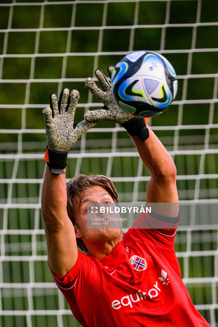 Goalkeeper Rasmus Sandberg of the Norwegian Under-21