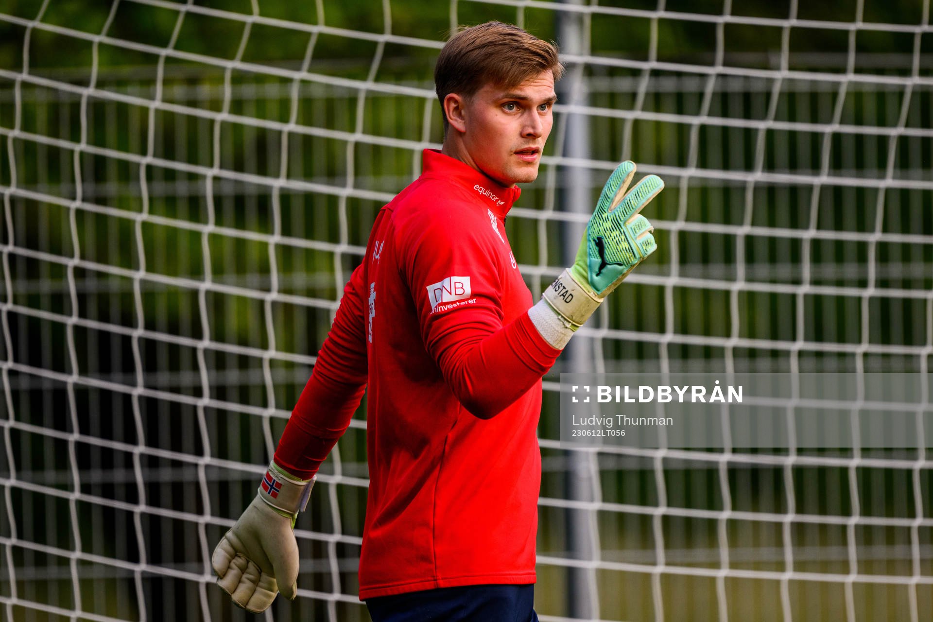 Goalkeeper Mads Hedenstad Christiansen of the Norwegian