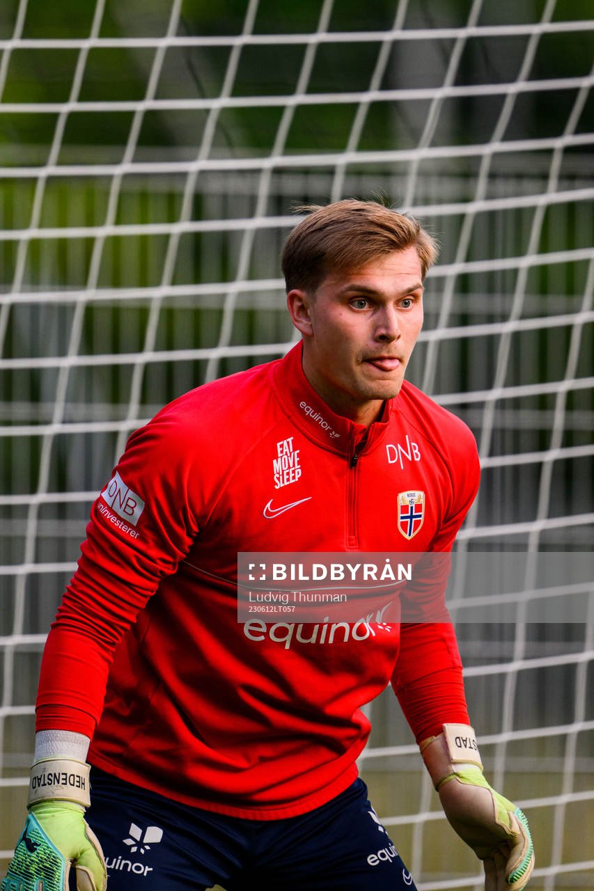 Goalkeeper Mads Hedenstad Christiansen of the Norwegian